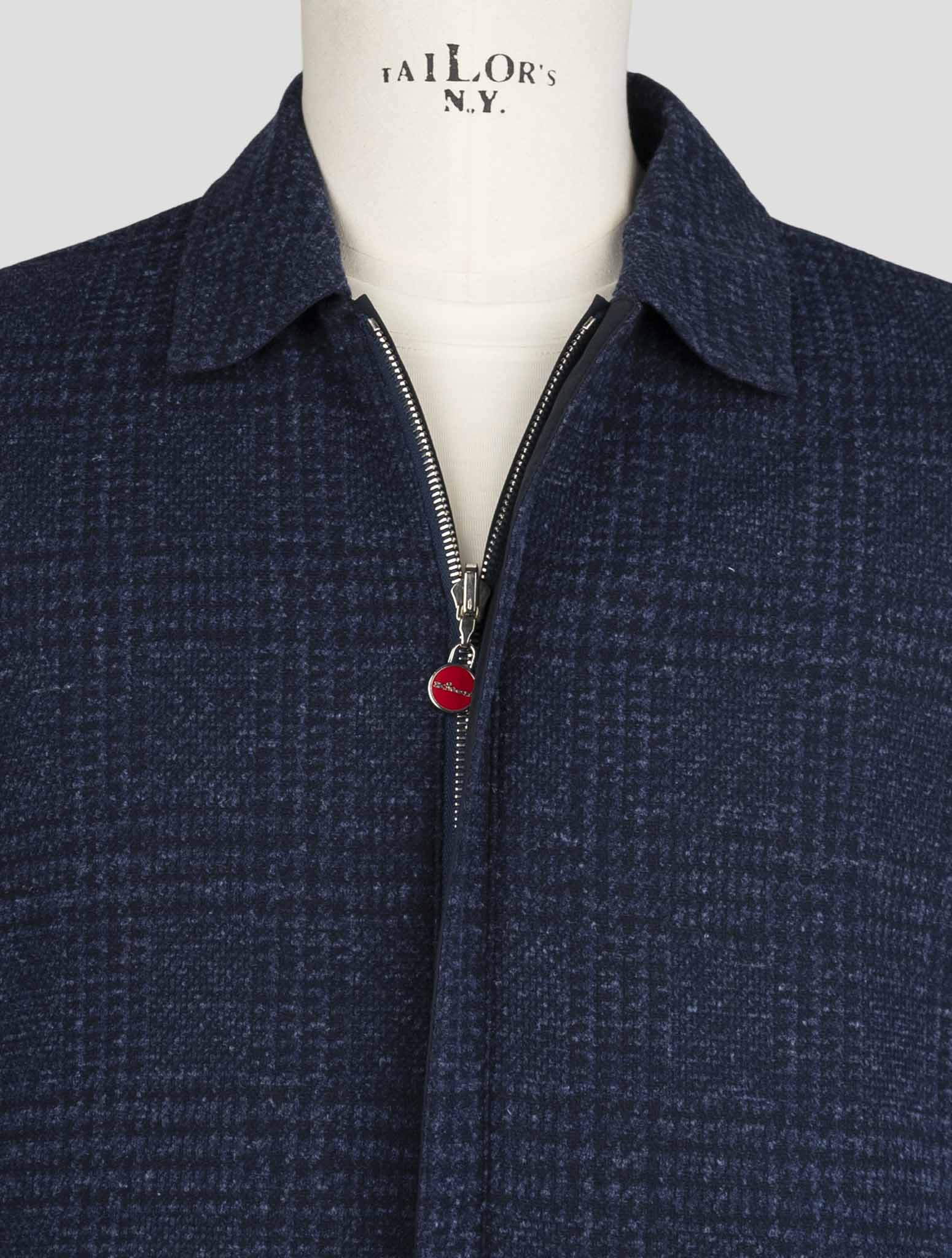 Синее пальто Kiton из хлопка и льна из натуральной шерсти Pl Pa с обратной стороны