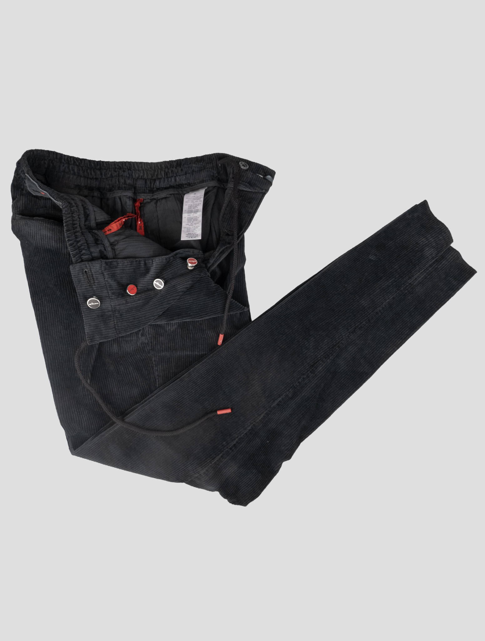 Kiton Black Cotton Cashmere Ea Velvet Pants