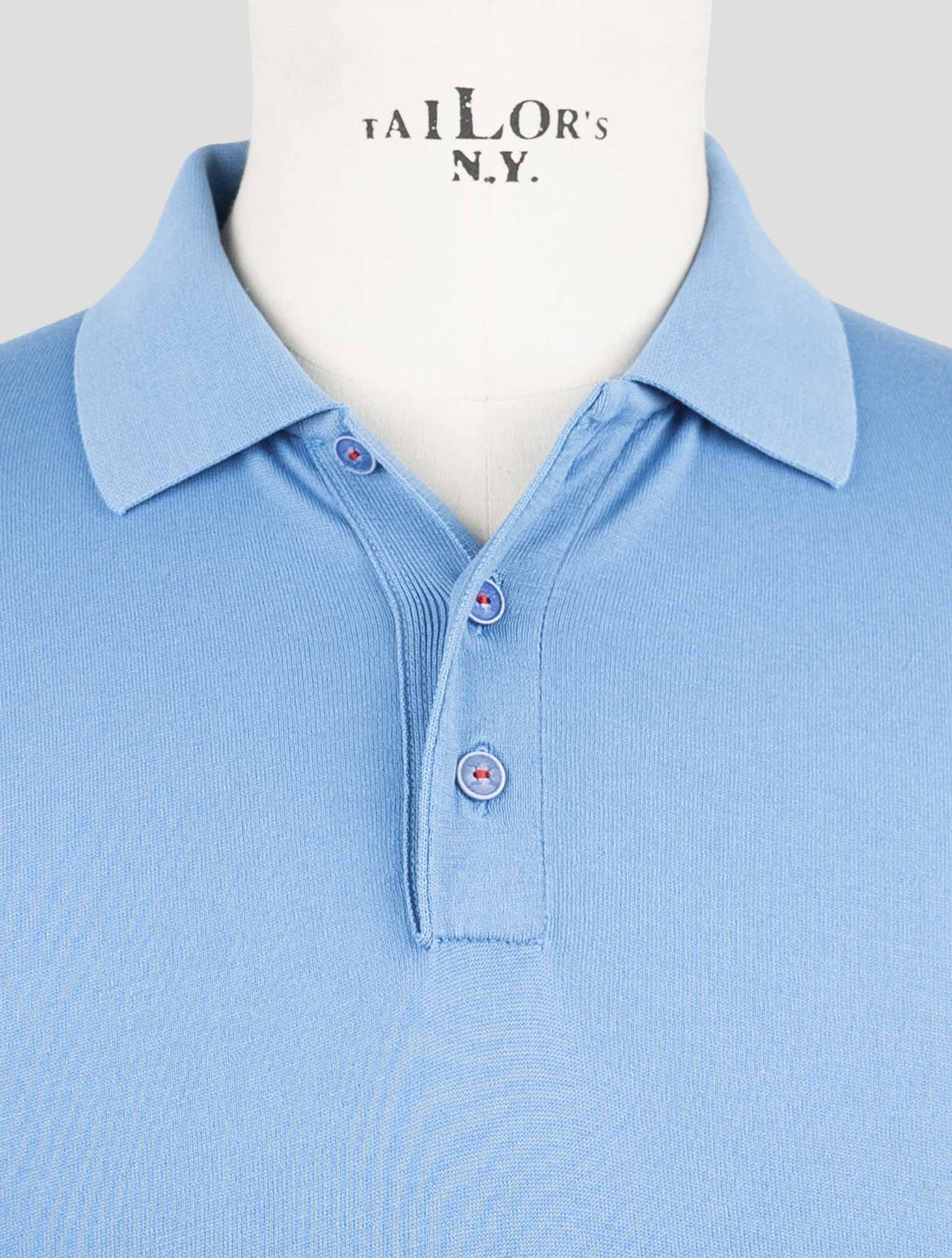Голубая хлопковая рубашка-поло Kiton - роскошная итальянская мужская одежда ручной работы