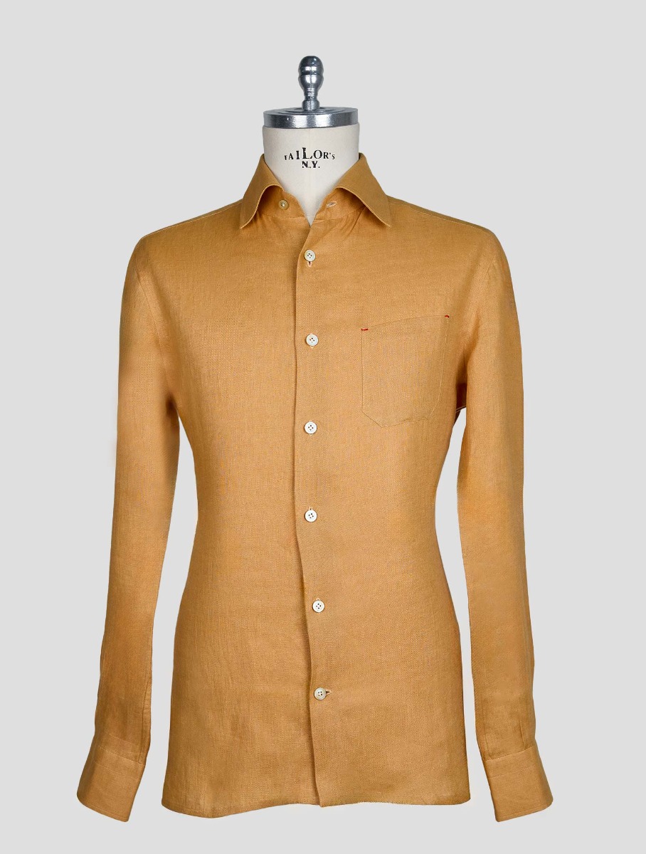 Kiton Желтая льняная рубашка