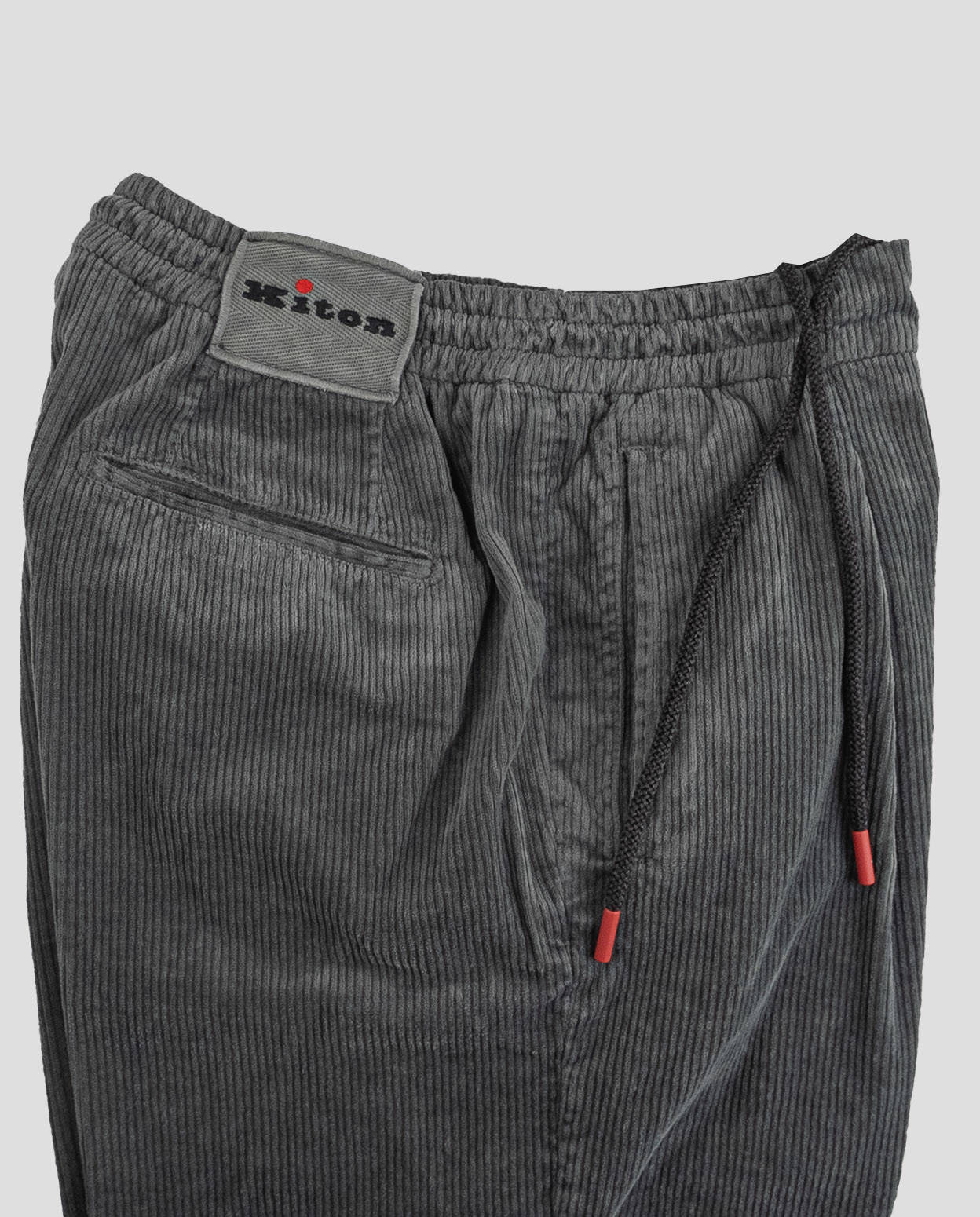 Kiton Темно-серые бархатные брюки из хлопкового кашемира и кашемира