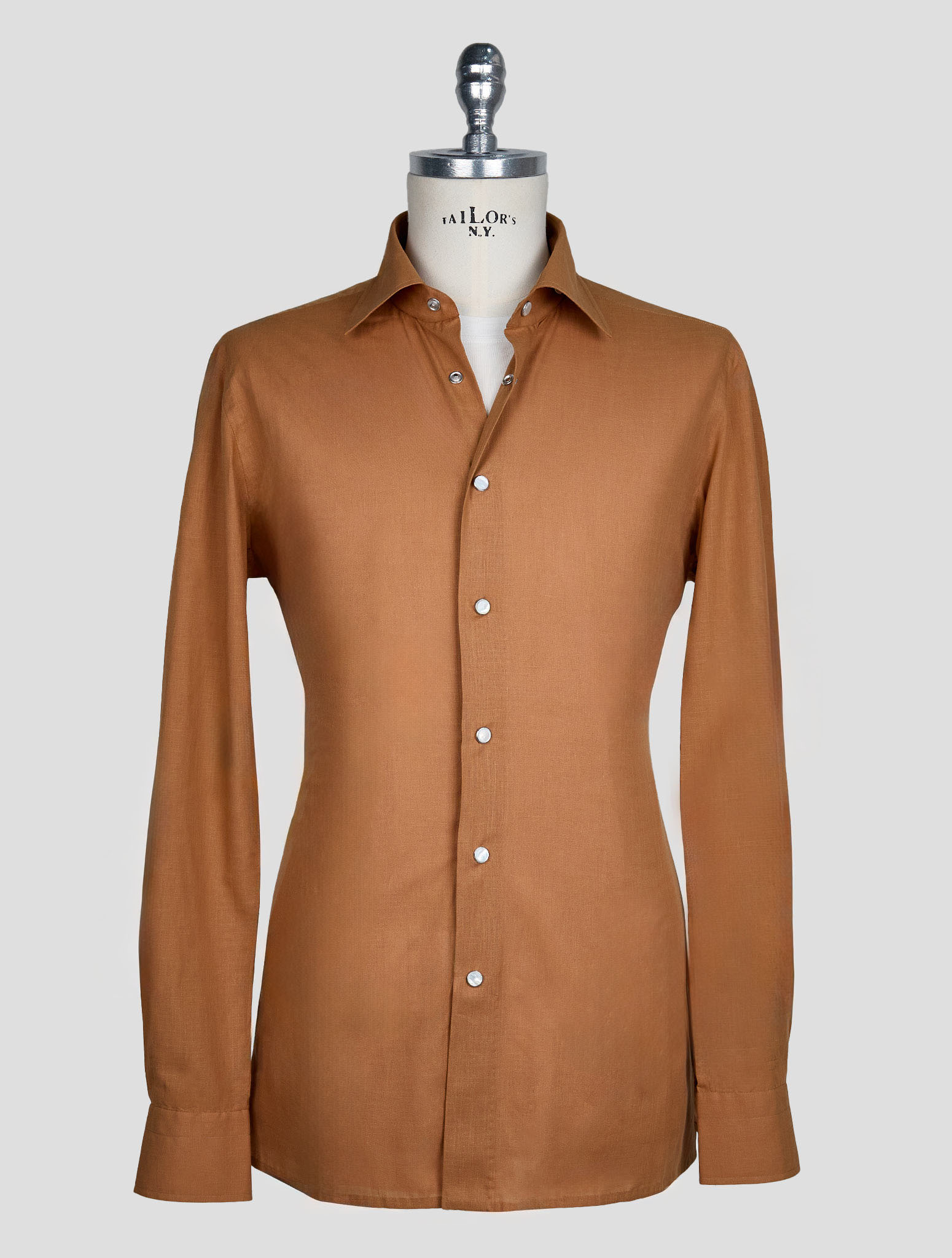Kiton Коричневая хлопковая рубашка