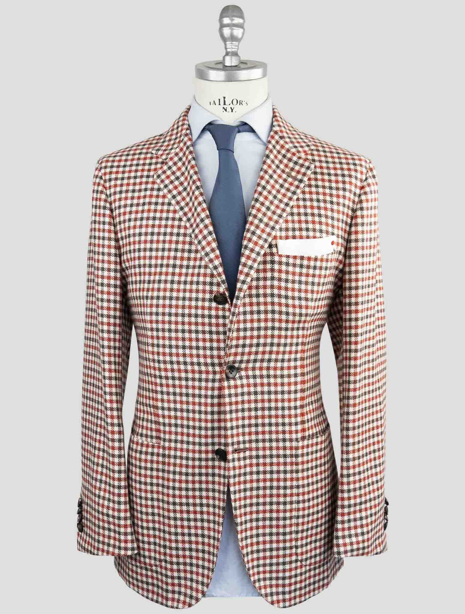 Kiton Блейзер ручной работы из чистого кашемира в разноцветную клетку с 3 пуговицами