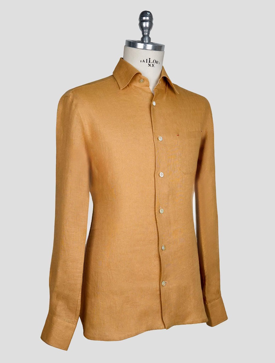Kiton Желтая льняная рубашка
