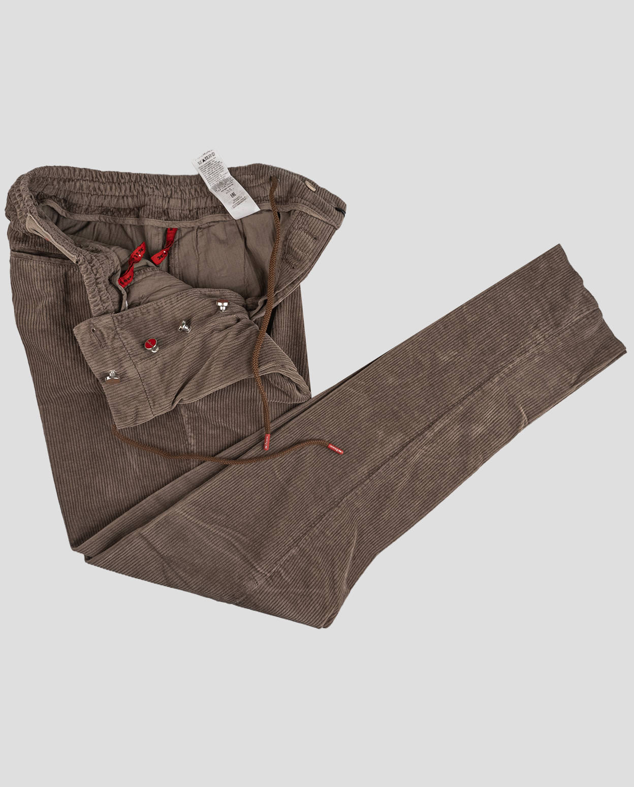 Kiton Светло-коричневые хлопковые кашемировые бархатные брюки
