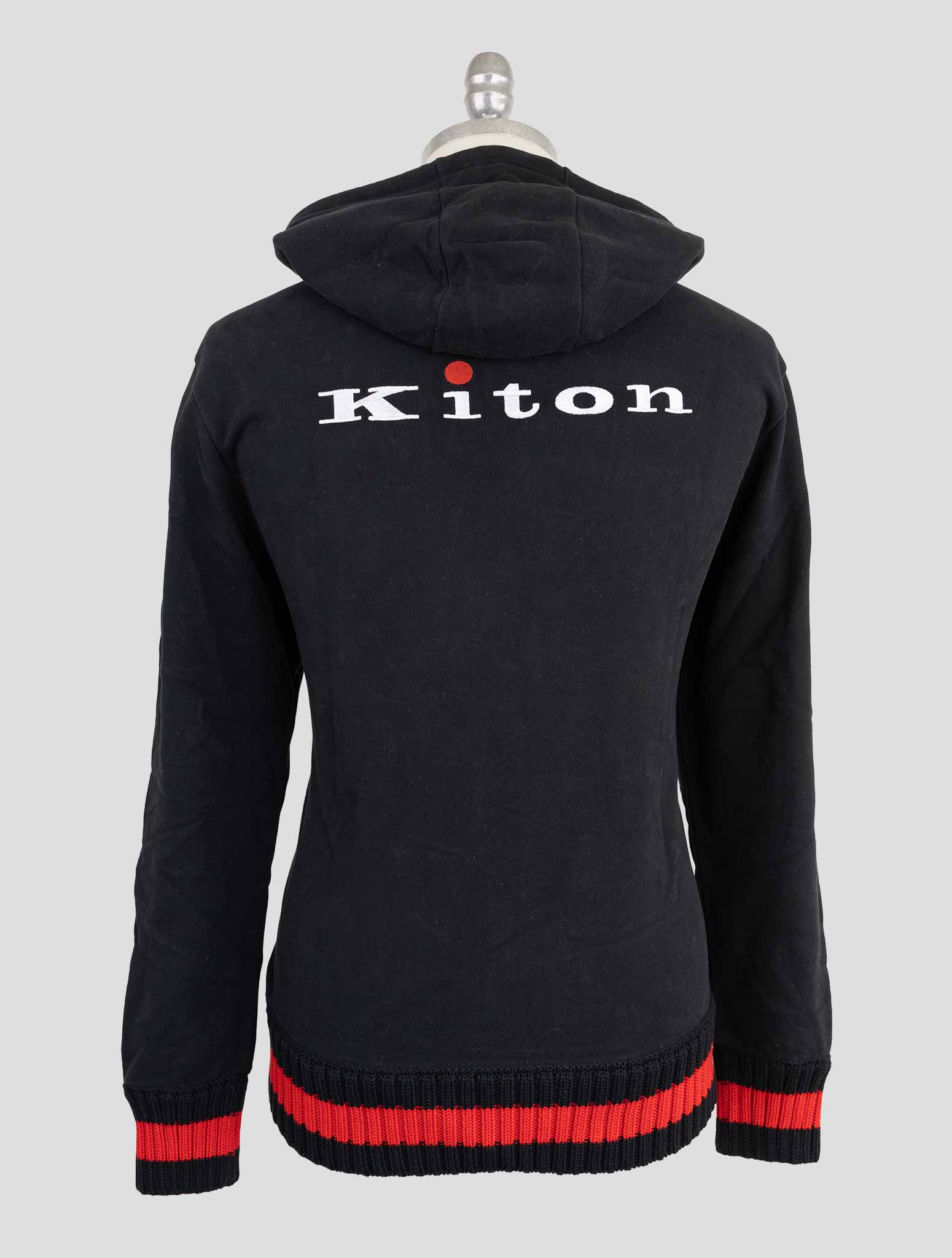Черный хлопковый спортивный костюм Kiton — толстовка с капюшоном на молнии во всю длину и спортивный комплект
