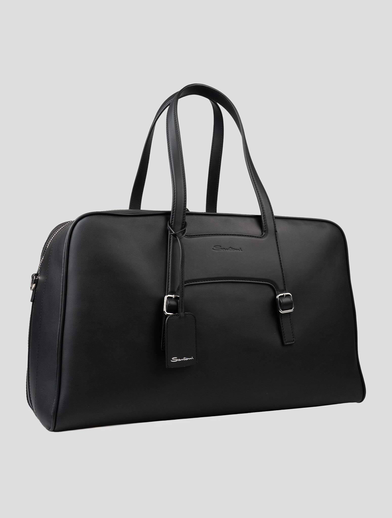 Черная кожаная дорожная сумка Santoni