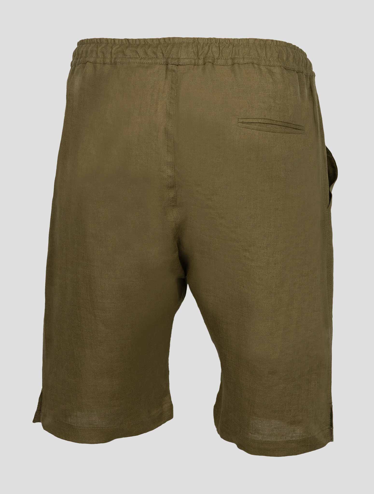 Зеленые льняные короткие брюки Kiton