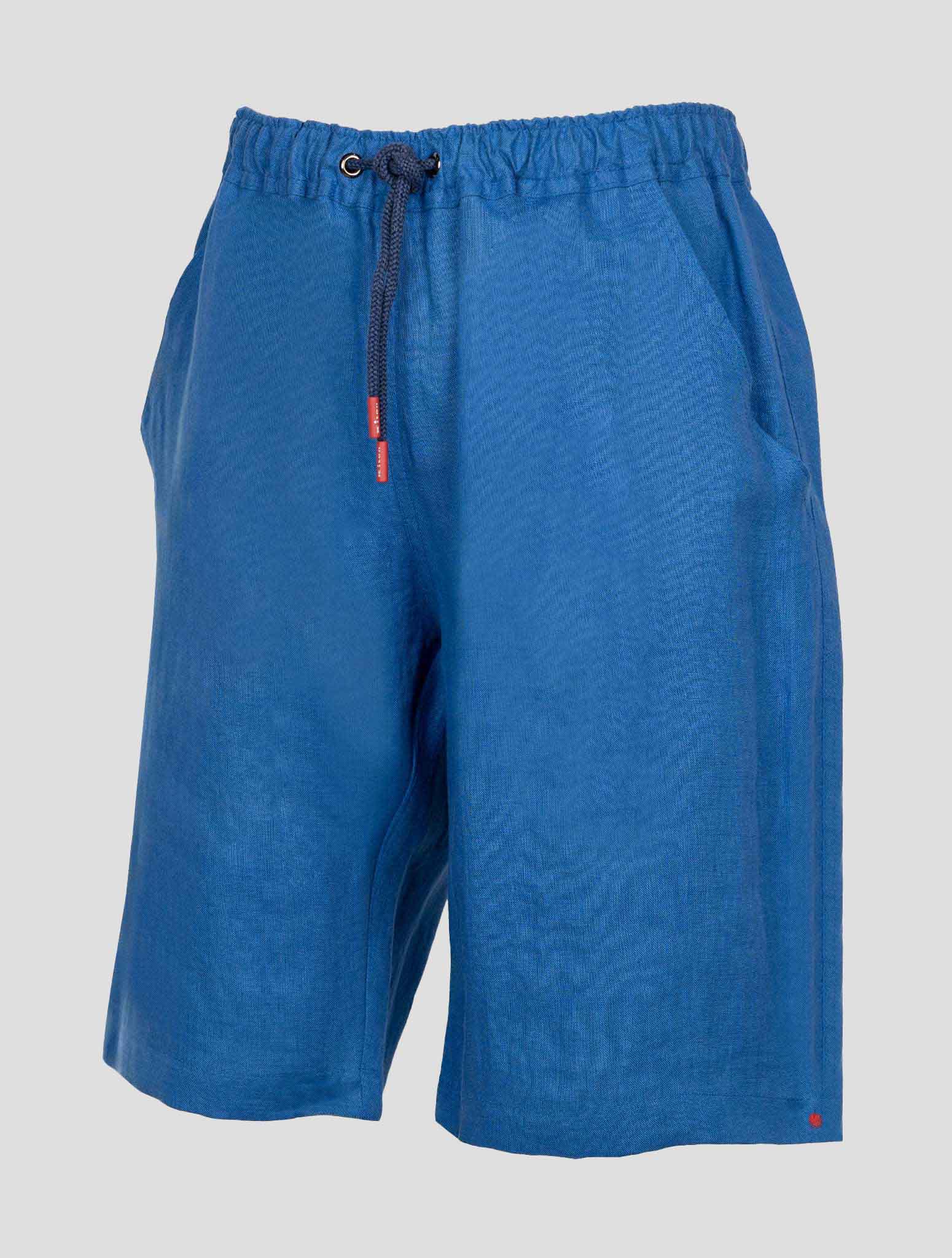 Синие льняные короткие брюки Kiton