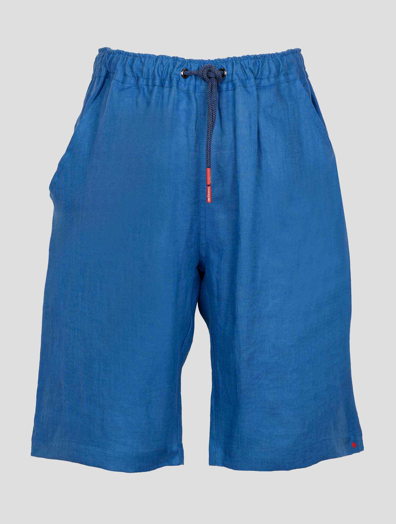 Синие льняные короткие брюки Kiton