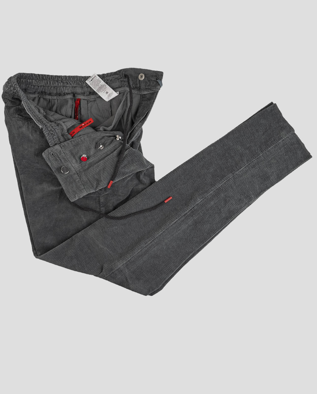 Kiton Темно-серые бархатные брюки из хлопкового кашемира и кашемира