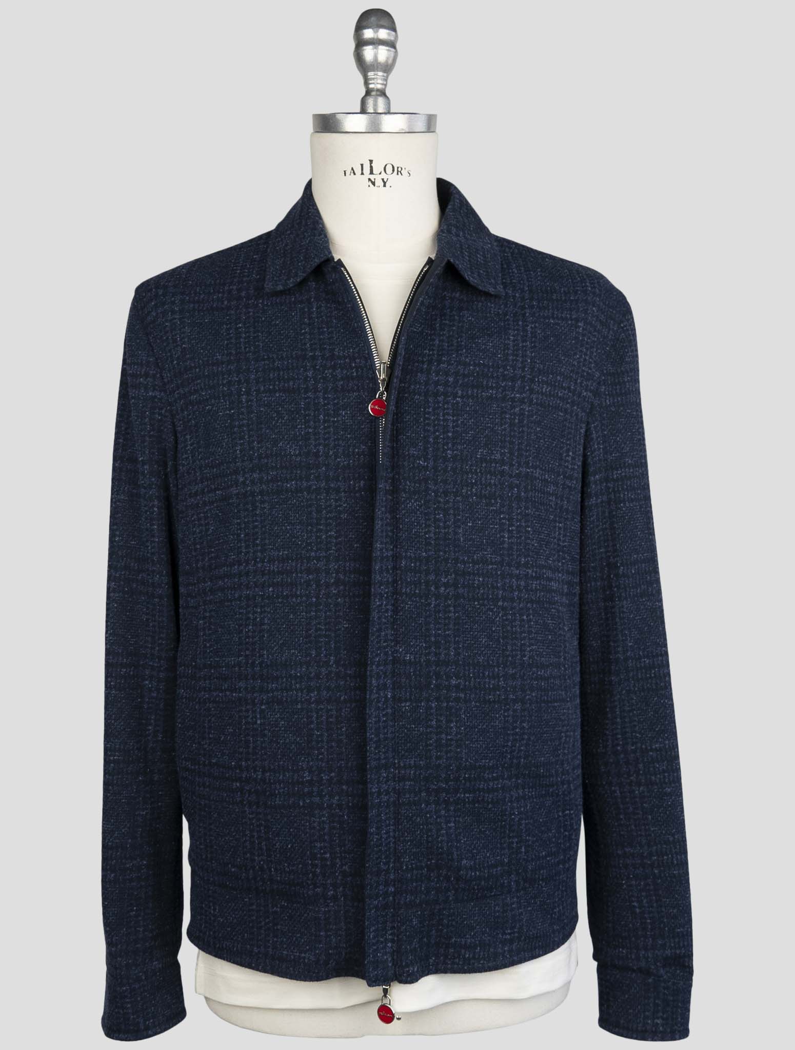 Синее пальто Kiton из хлопка и льна из натуральной шерсти Pl Pa с обратной стороны
