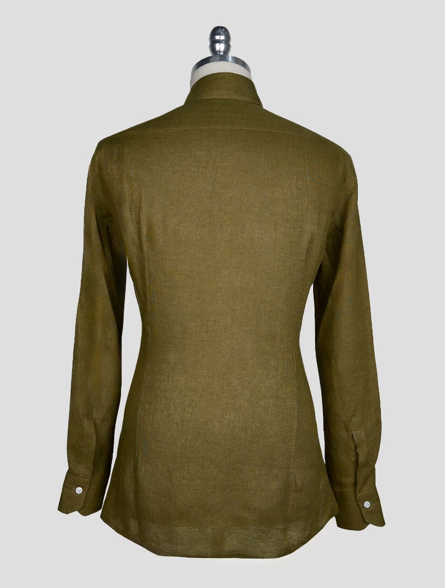 Kiton Зеленая льняная рубашка
