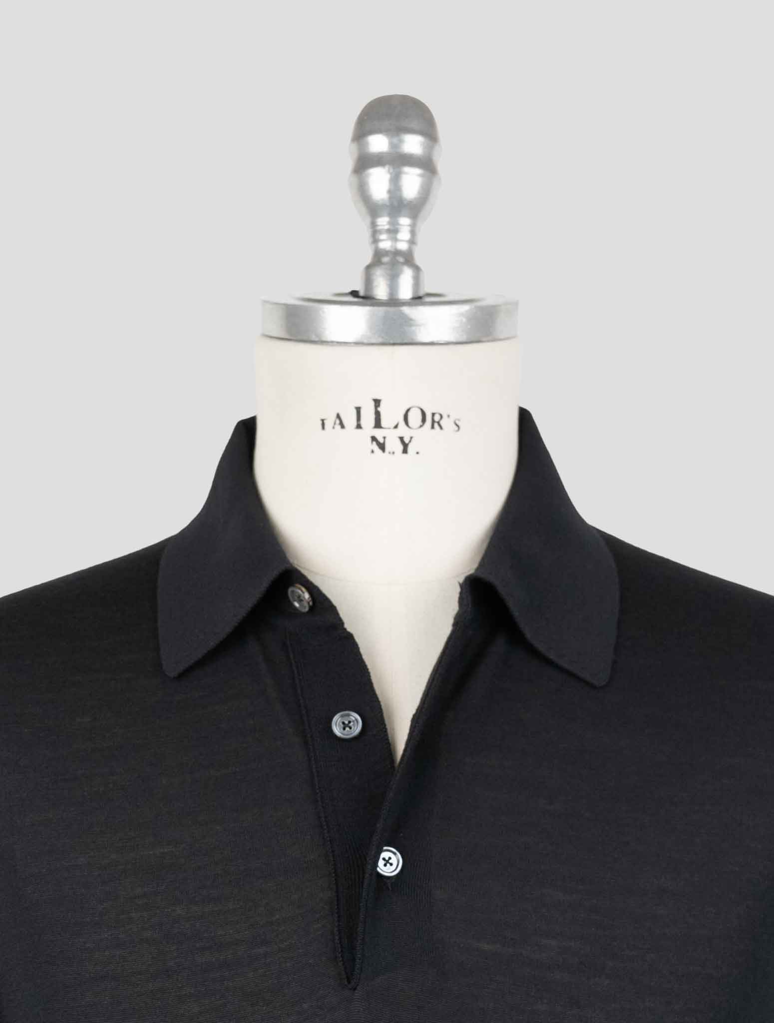 Черный шерстяной свитер-поло Kiton 14 микрон