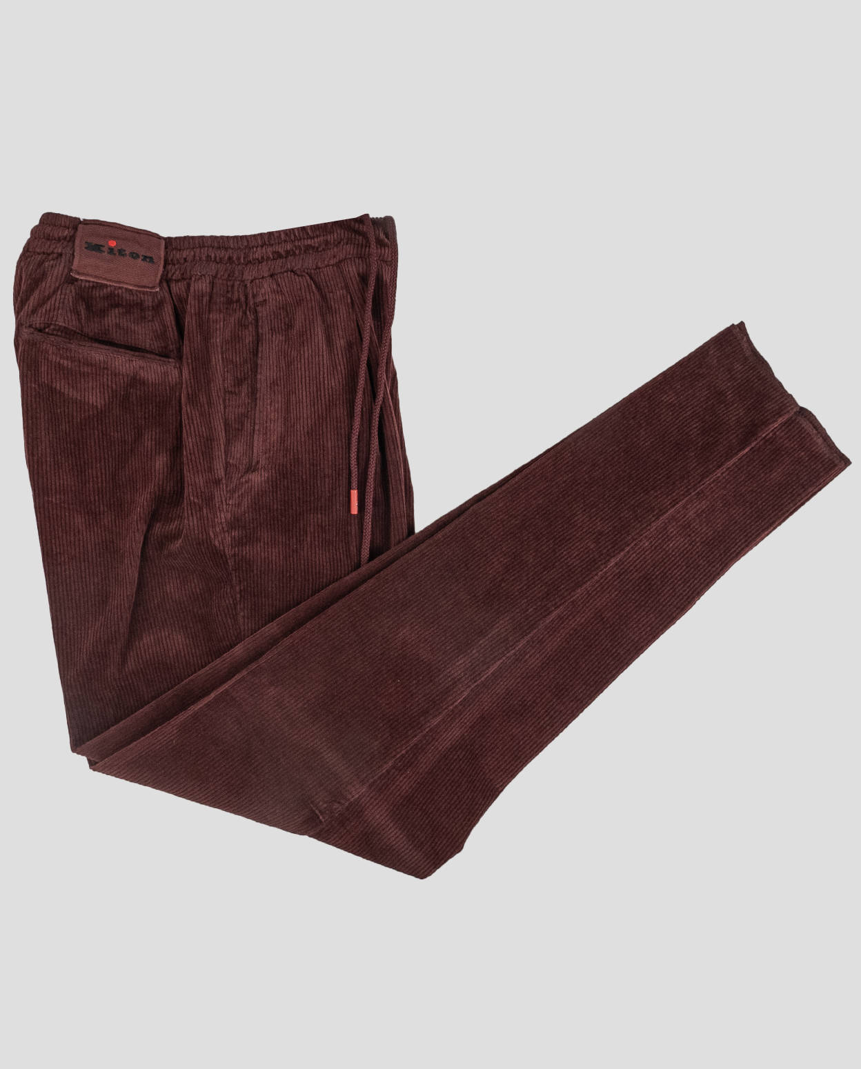 Kiton Бордовые хлопковые кашемировые бархатные брюки