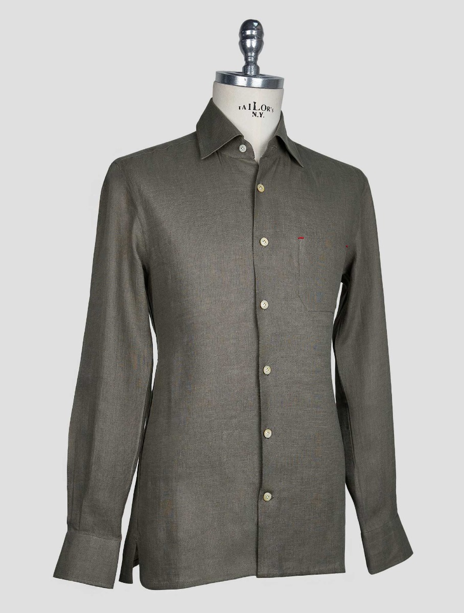 Kiton Серая льняная рубашка