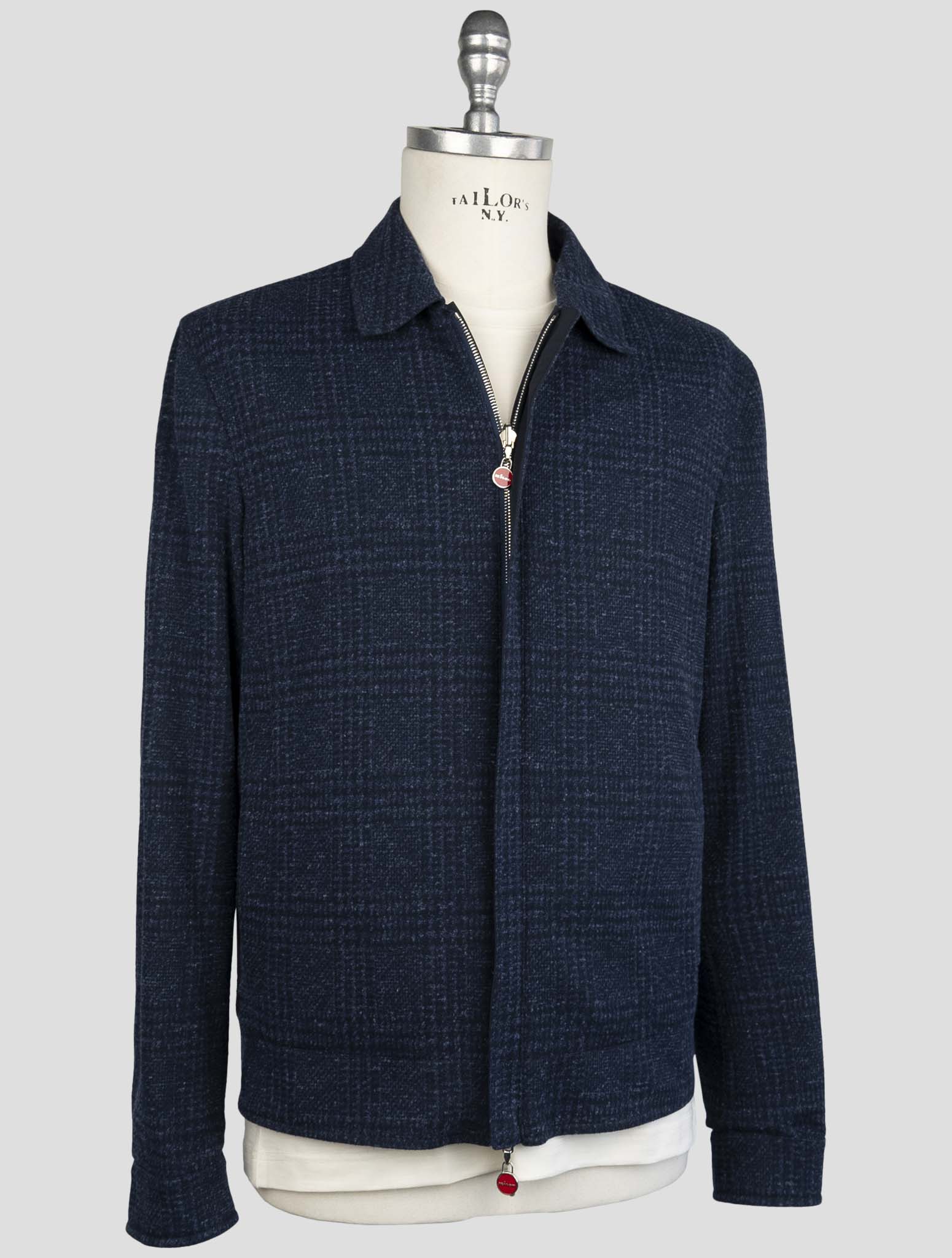 Синее пальто Kiton из хлопка и льна из натуральной шерсти Pl Pa с обратной стороны