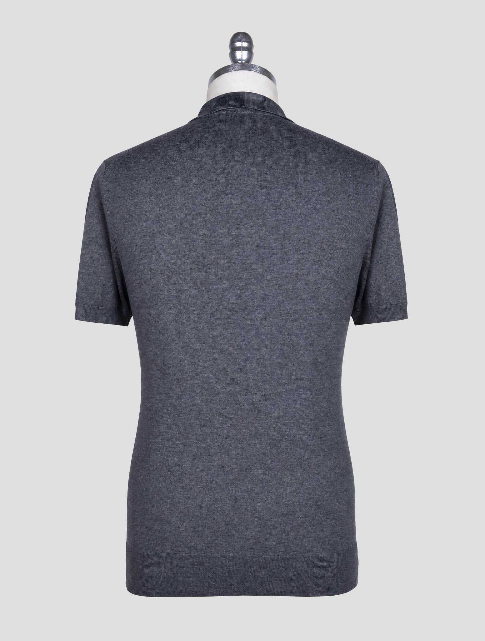 Серая хлопковая футболка-поло Kiton на молнии с половиной молнии
