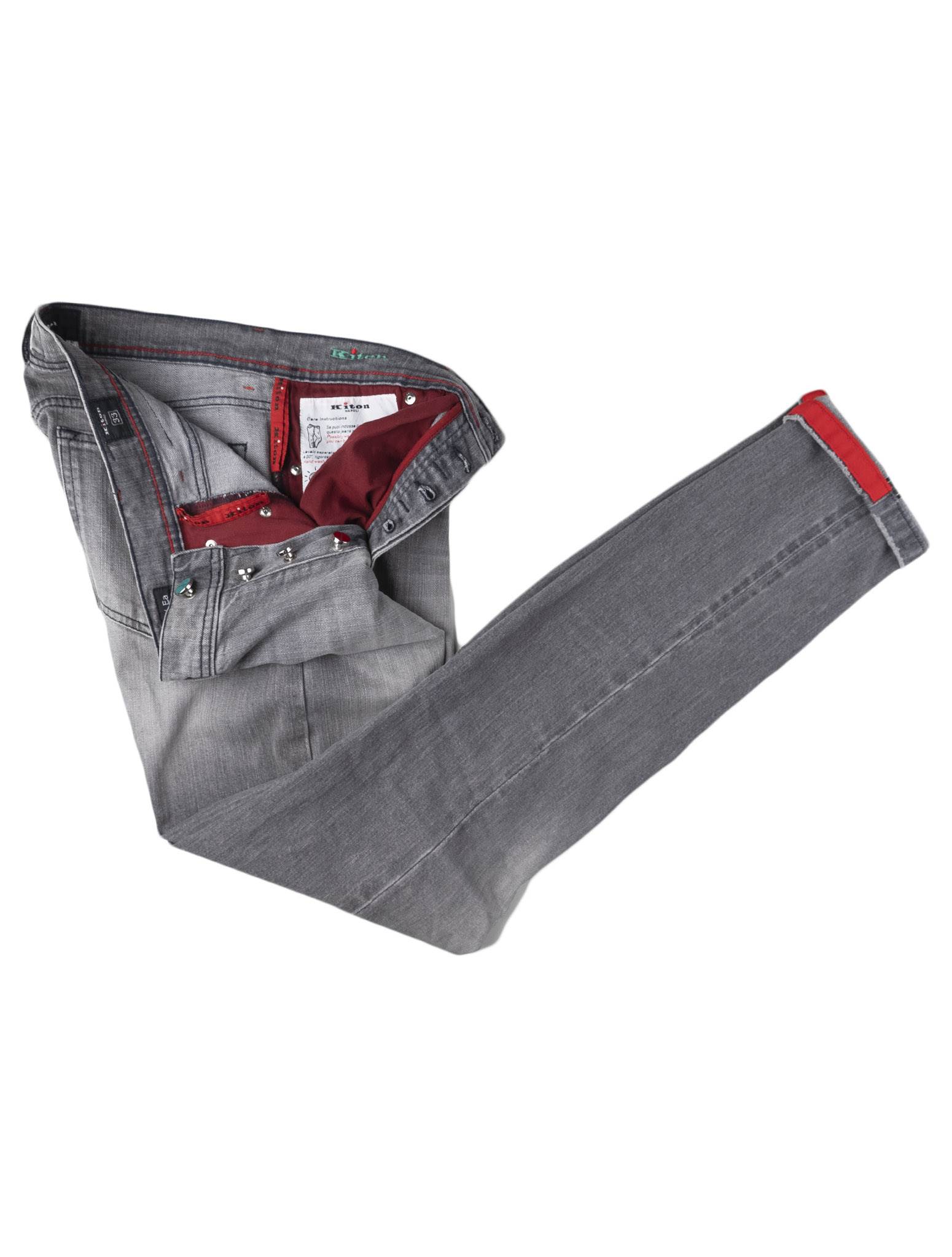 Серые хлопковые джинсы Kiton Ea