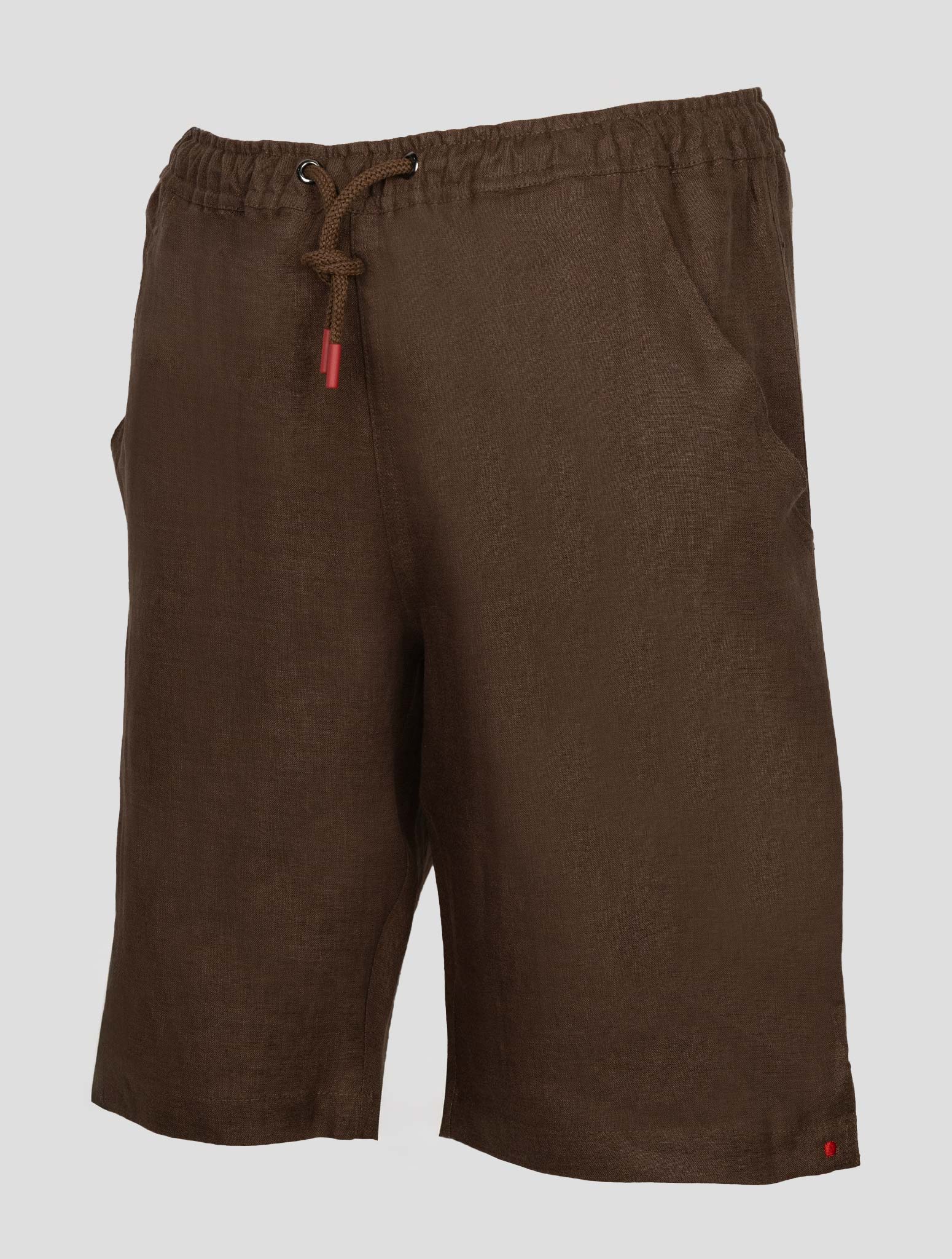 Kiton Коричневые льняные короткие брюки