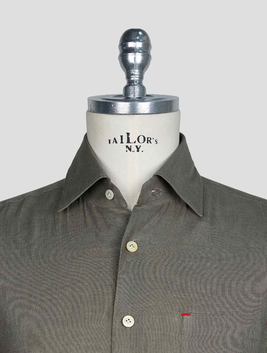 Kiton Серая льняная рубашка