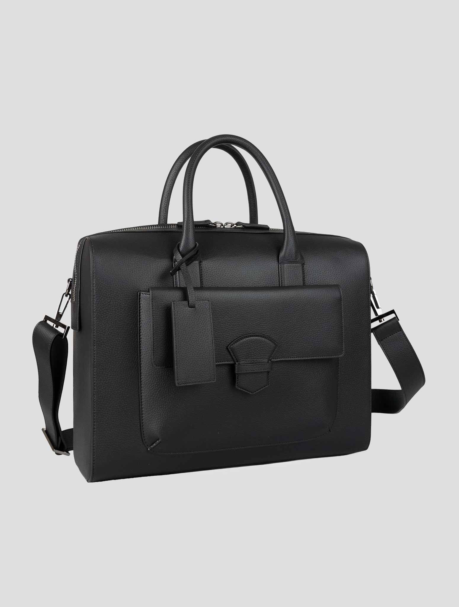Черный кожаный портфель Isaia