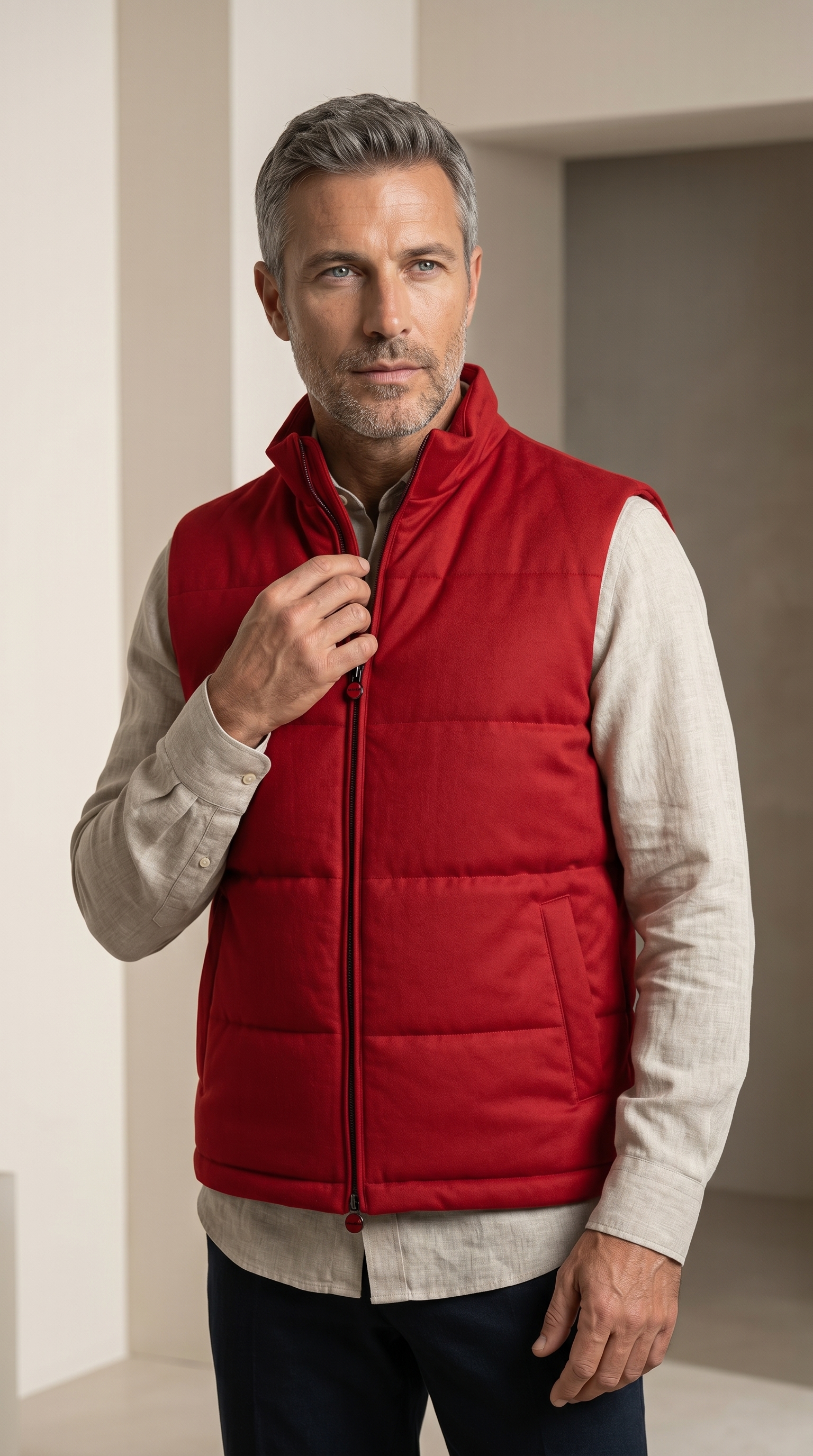 Красный кашемировый жилет Kiton
