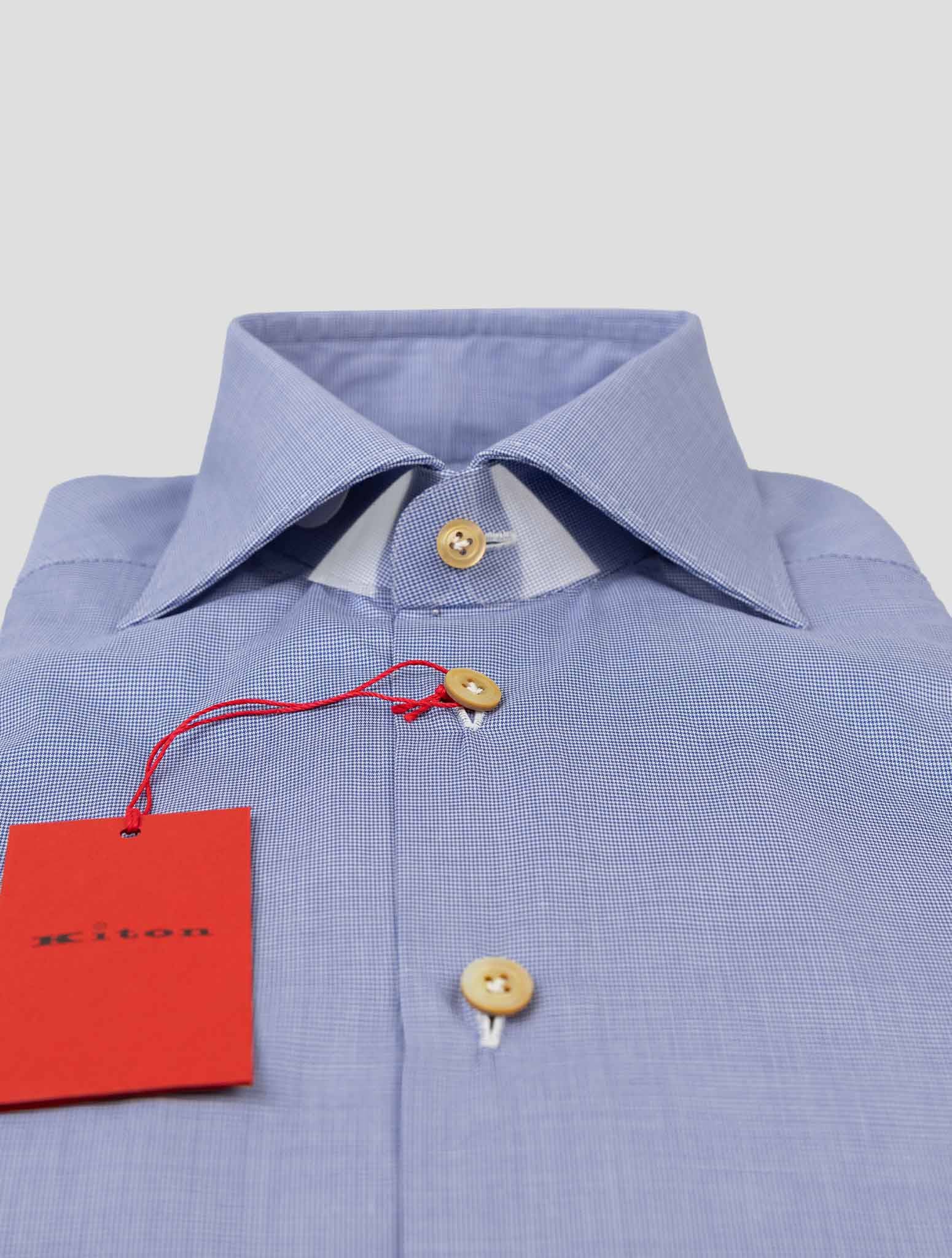Kiton Синяя белая хлопковая рубашка