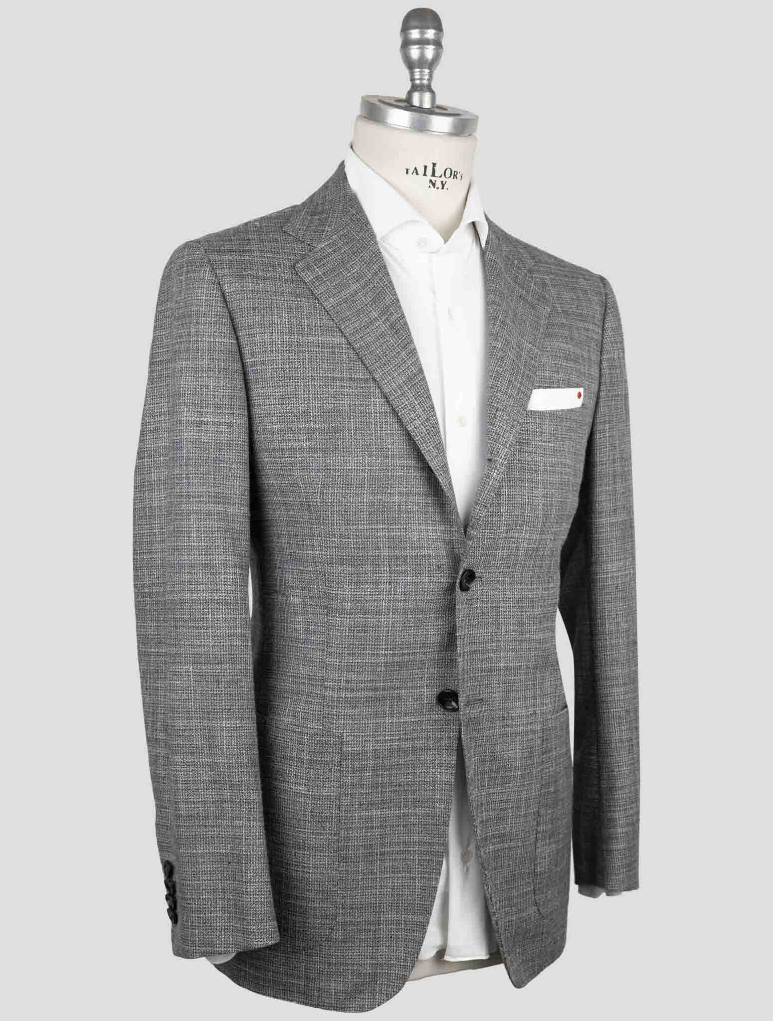 Kiton Итальянский блейзер ручной работы из коричневого кашемира, шерсти, шелка и льна