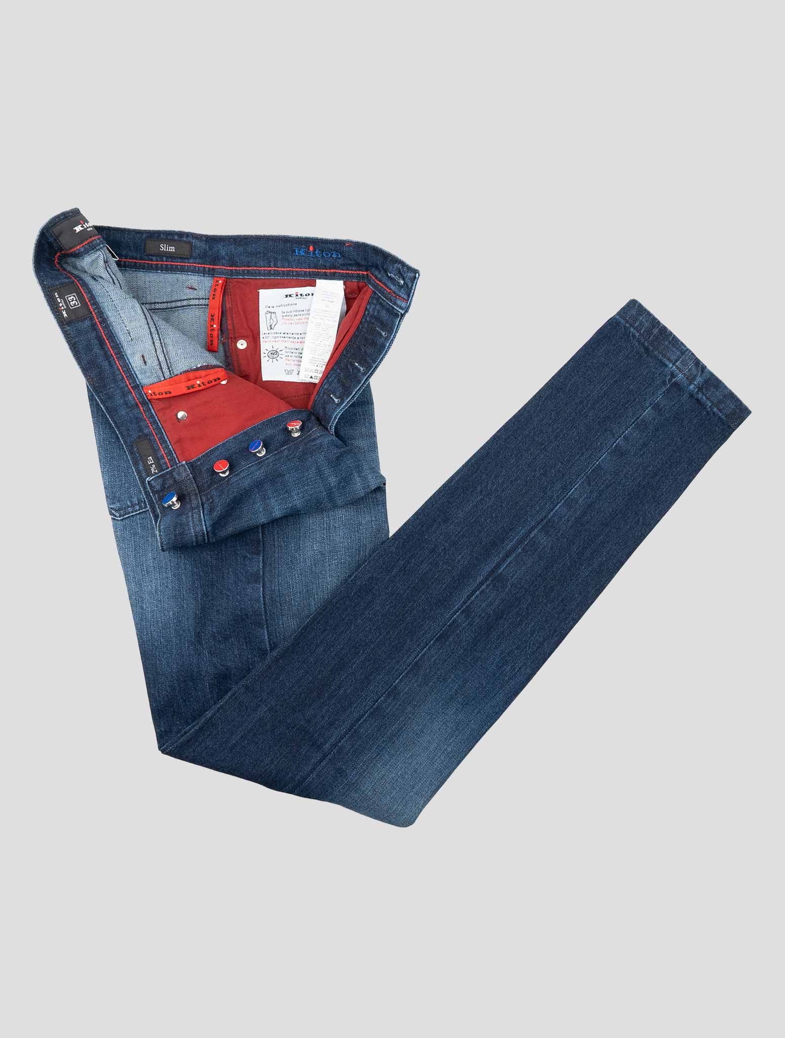 Синие хлопковые джинсы Kiton Ea