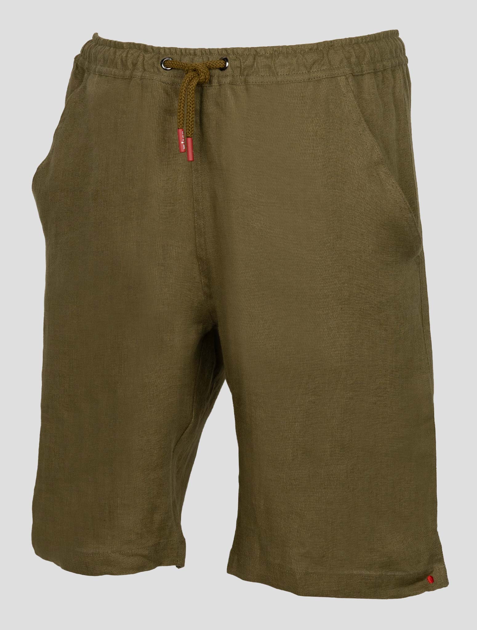 Зеленые льняные короткие брюки Kiton