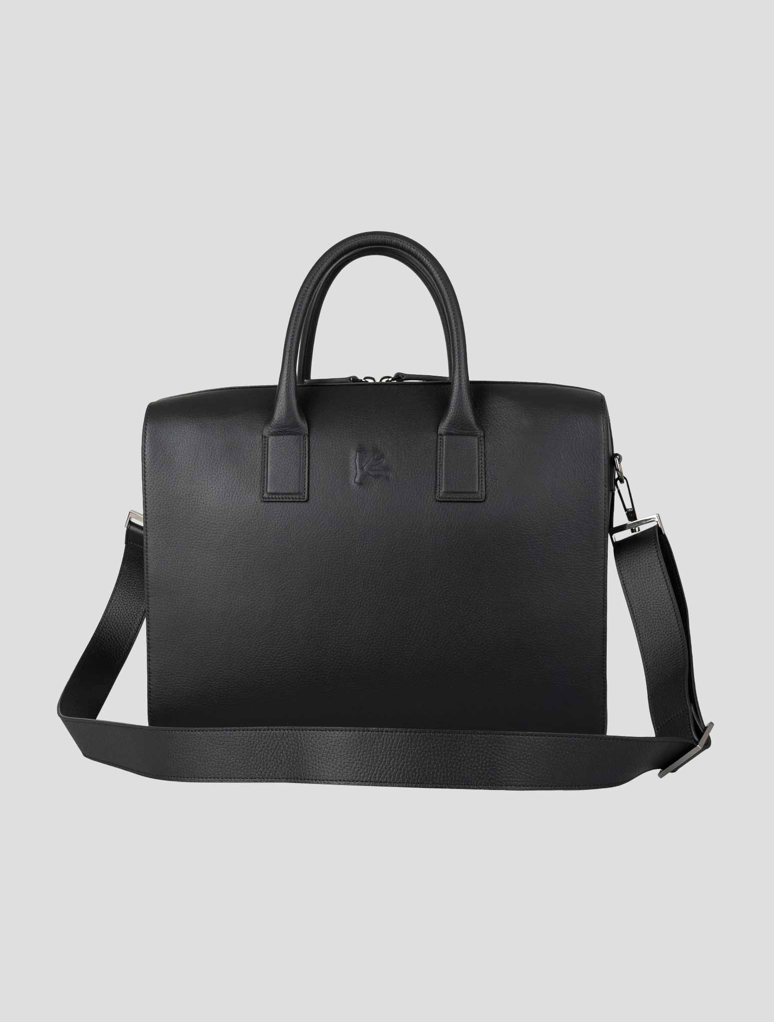 Черный кожаный портфель Isaia