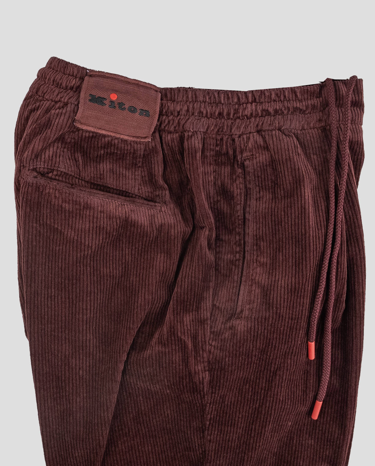 Kiton Бордовые хлопковые кашемировые бархатные брюки