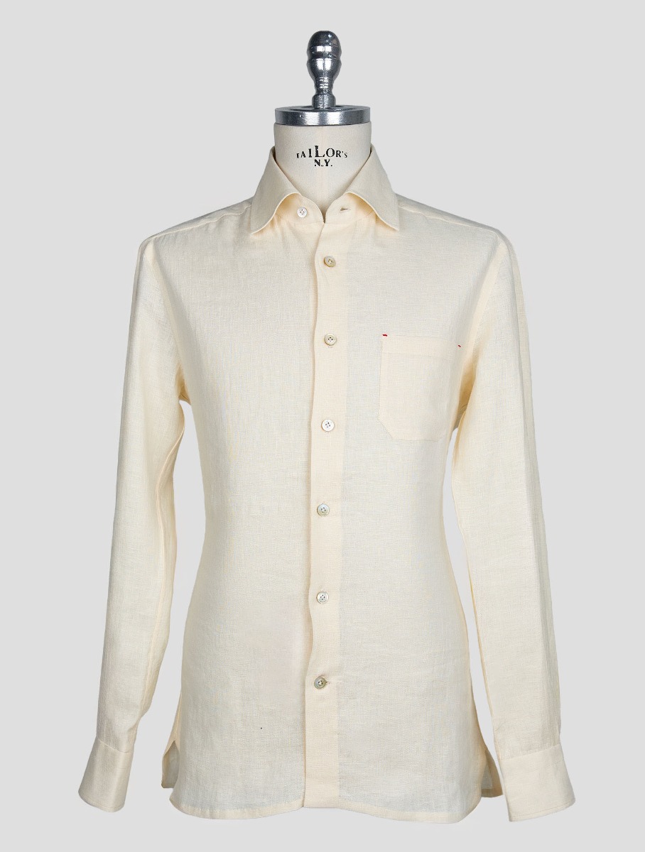 Kiton Бежевая льняная рубашка