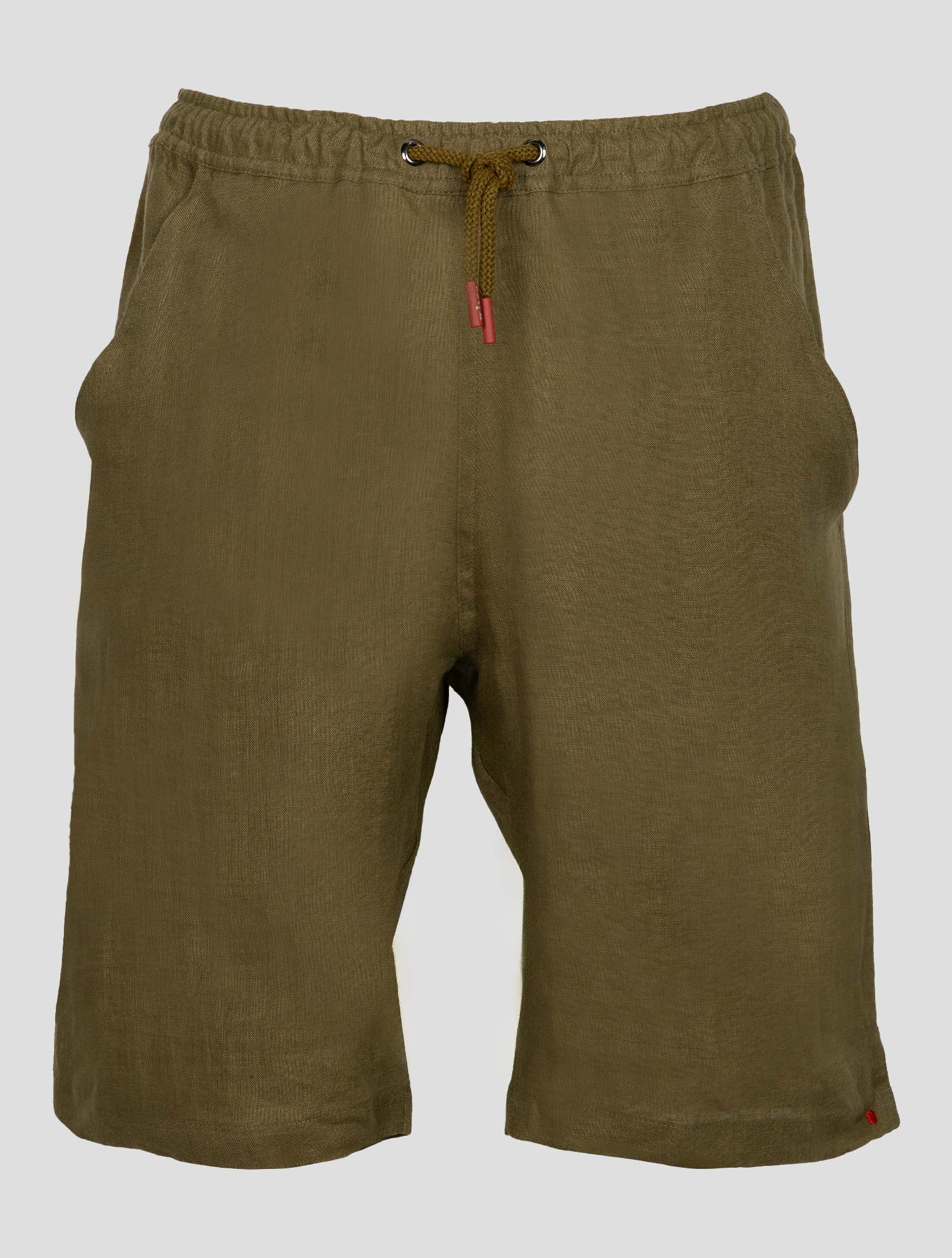 Зеленые льняные короткие брюки Kiton