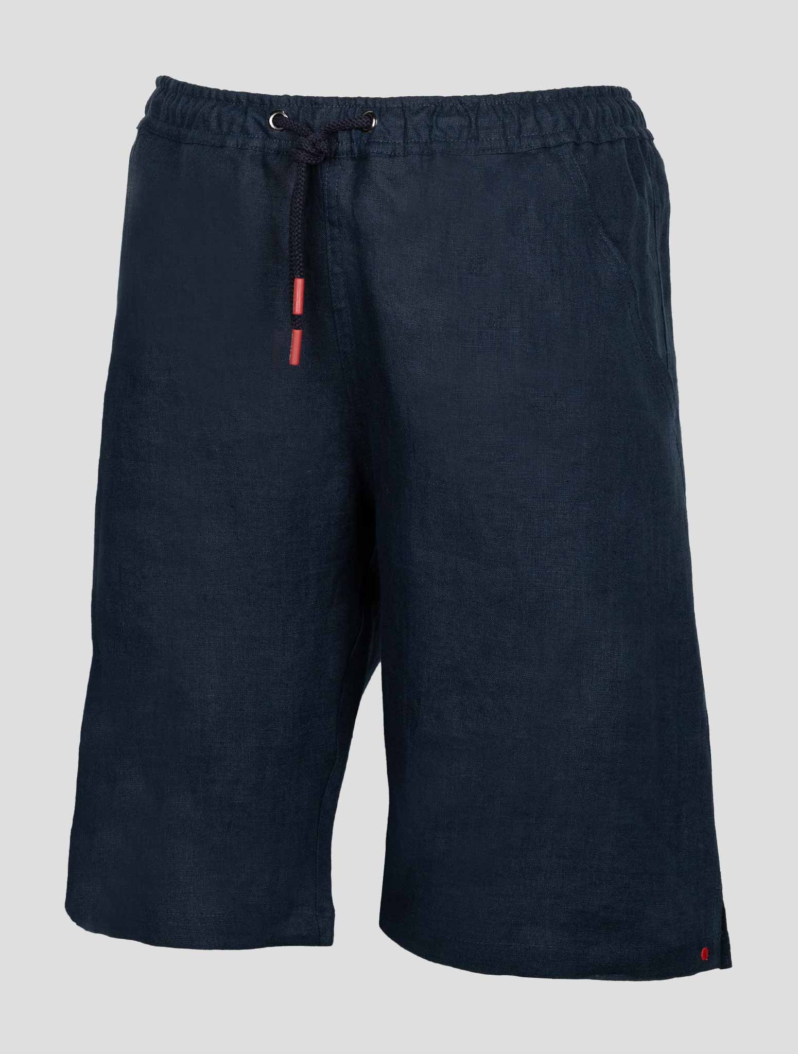 Синие льняные короткие брюки Kiton