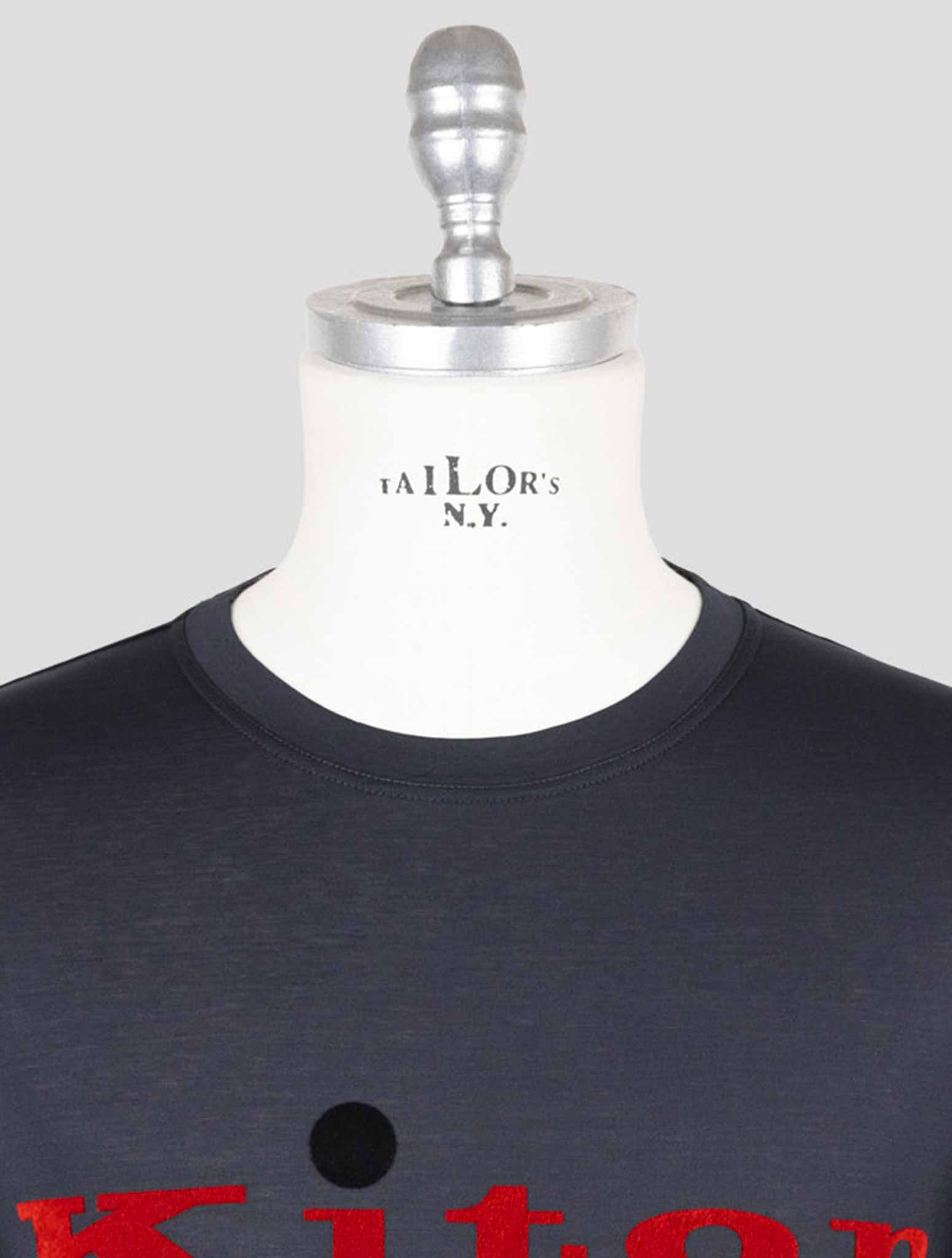 Хлопковая футболка Kiton Premium — синяя мужская роскошная футболка Made in Italy
