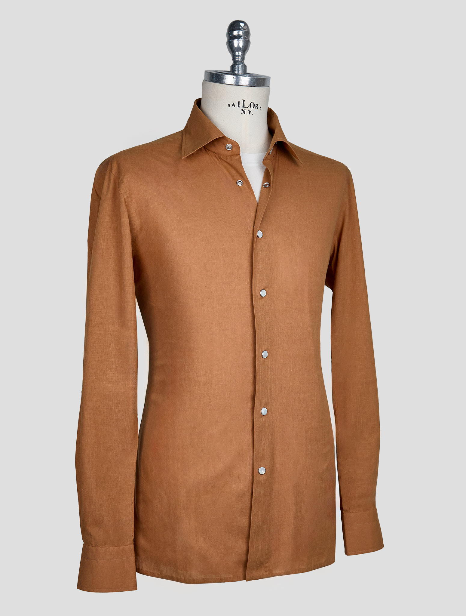 Kiton Коричневая хлопковая рубашка