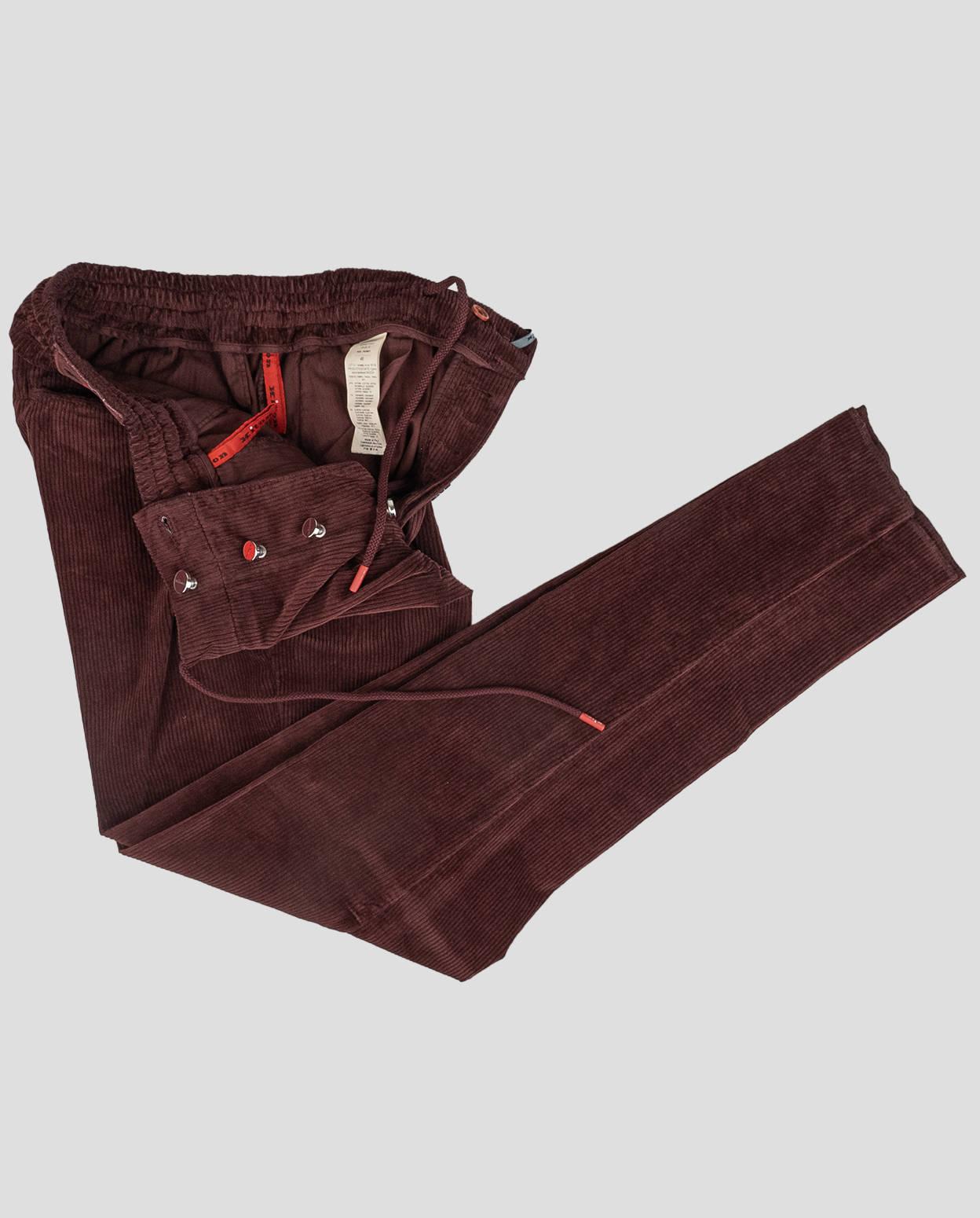Kiton Бордовые хлопковые кашемировые бархатные брюки