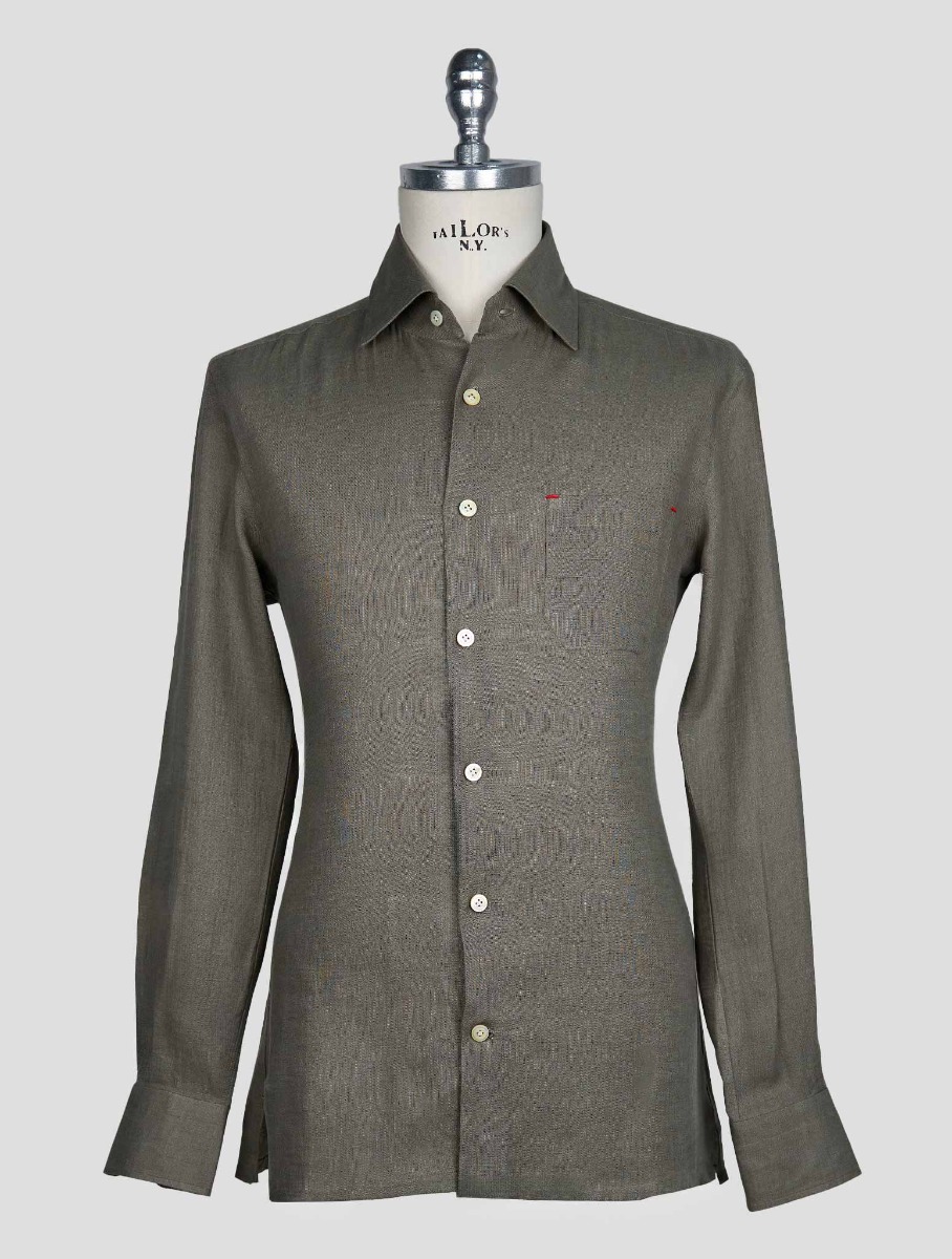 Kiton Серая льняная рубашка