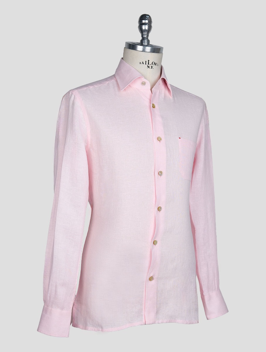 Розовая льняная рубашка Kiton