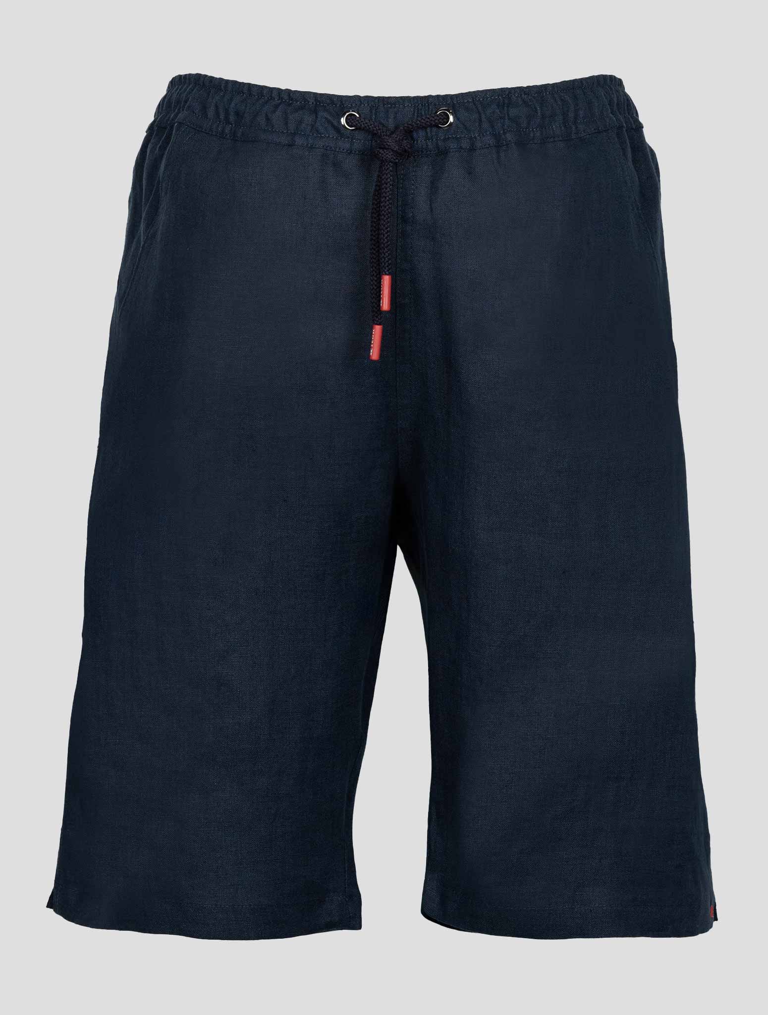 Синие льняные короткие брюки Kiton