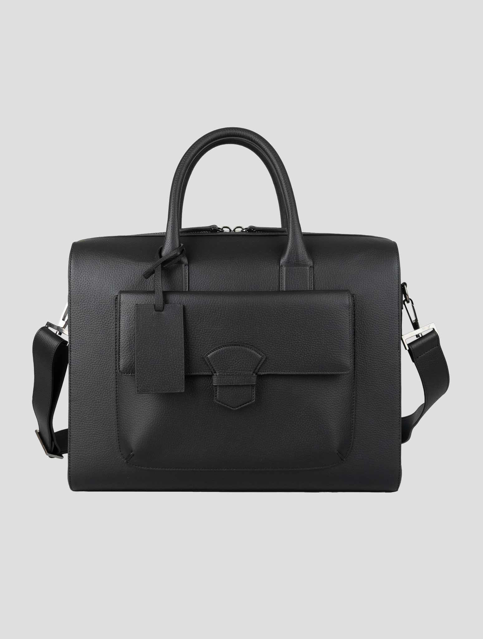 Черный кожаный портфель Isaia
