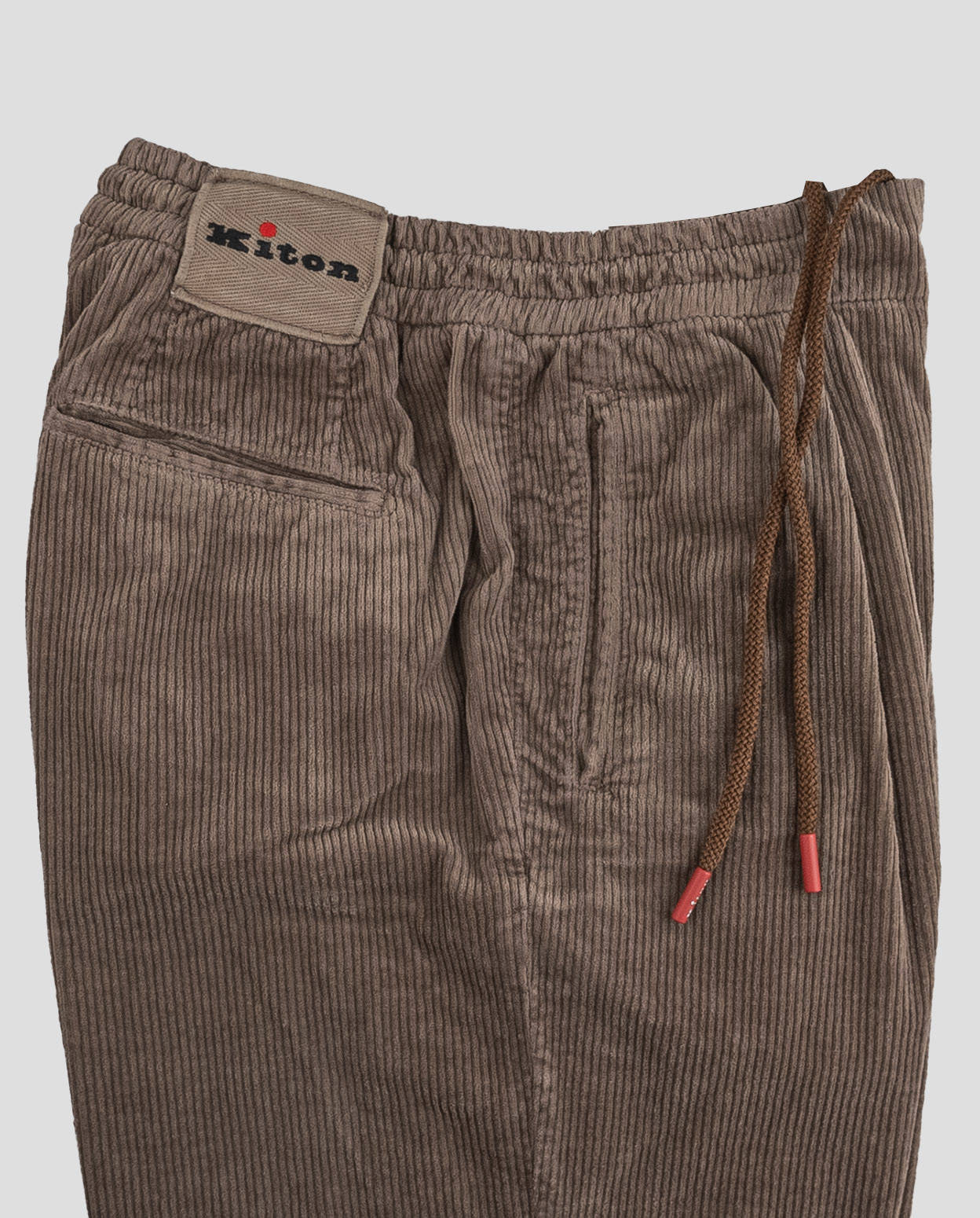 Kiton Светло-коричневые хлопковые кашемировые бархатные брюки