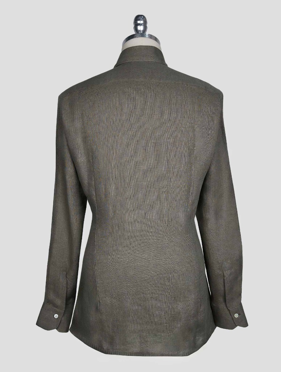 Kiton Серая льняная рубашка