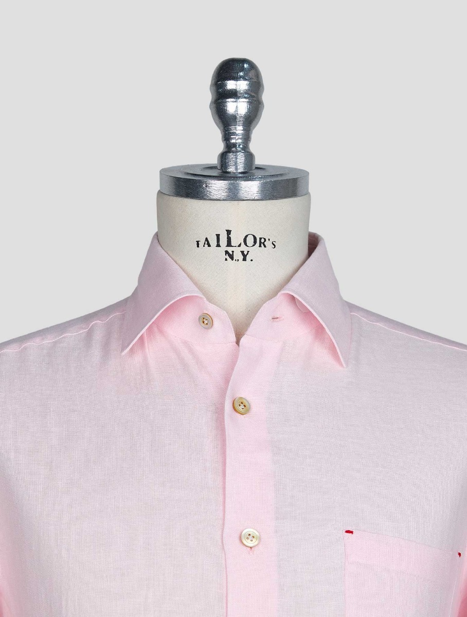 Розовая льняная рубашка Kiton