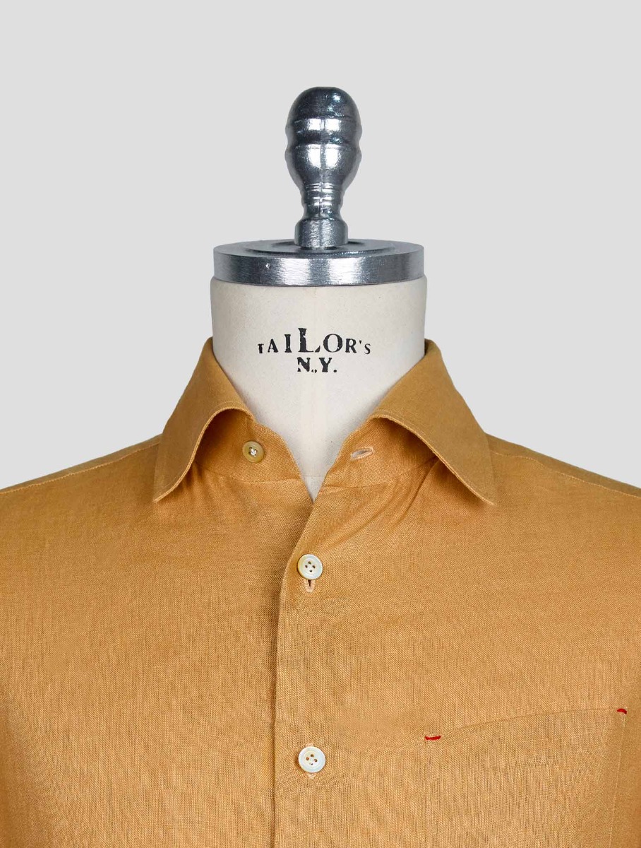 Kiton Желтая льняная рубашка