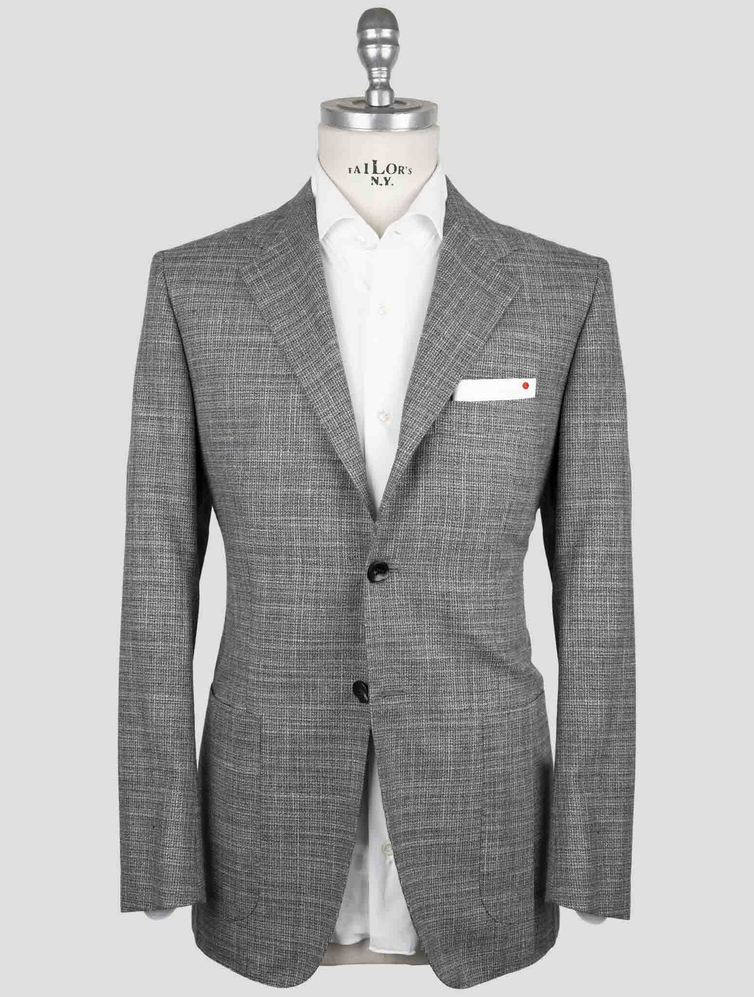 Kiton Итальянский блейзер ручной работы из коричневого кашемира, шерсти, шелка и льна