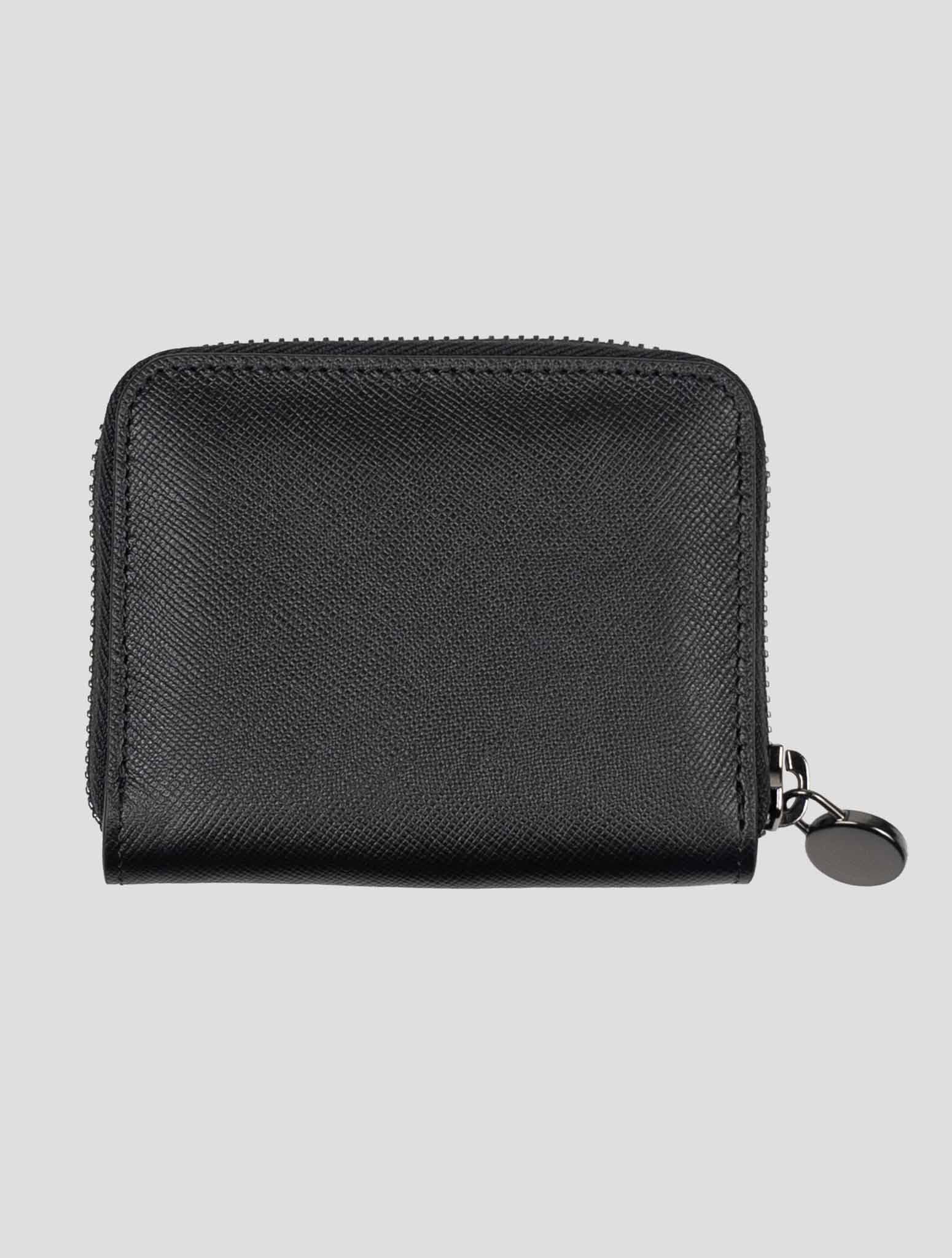 Черный кожаный кошелек для монет Kiton - Итальянский кошелек ручной работы