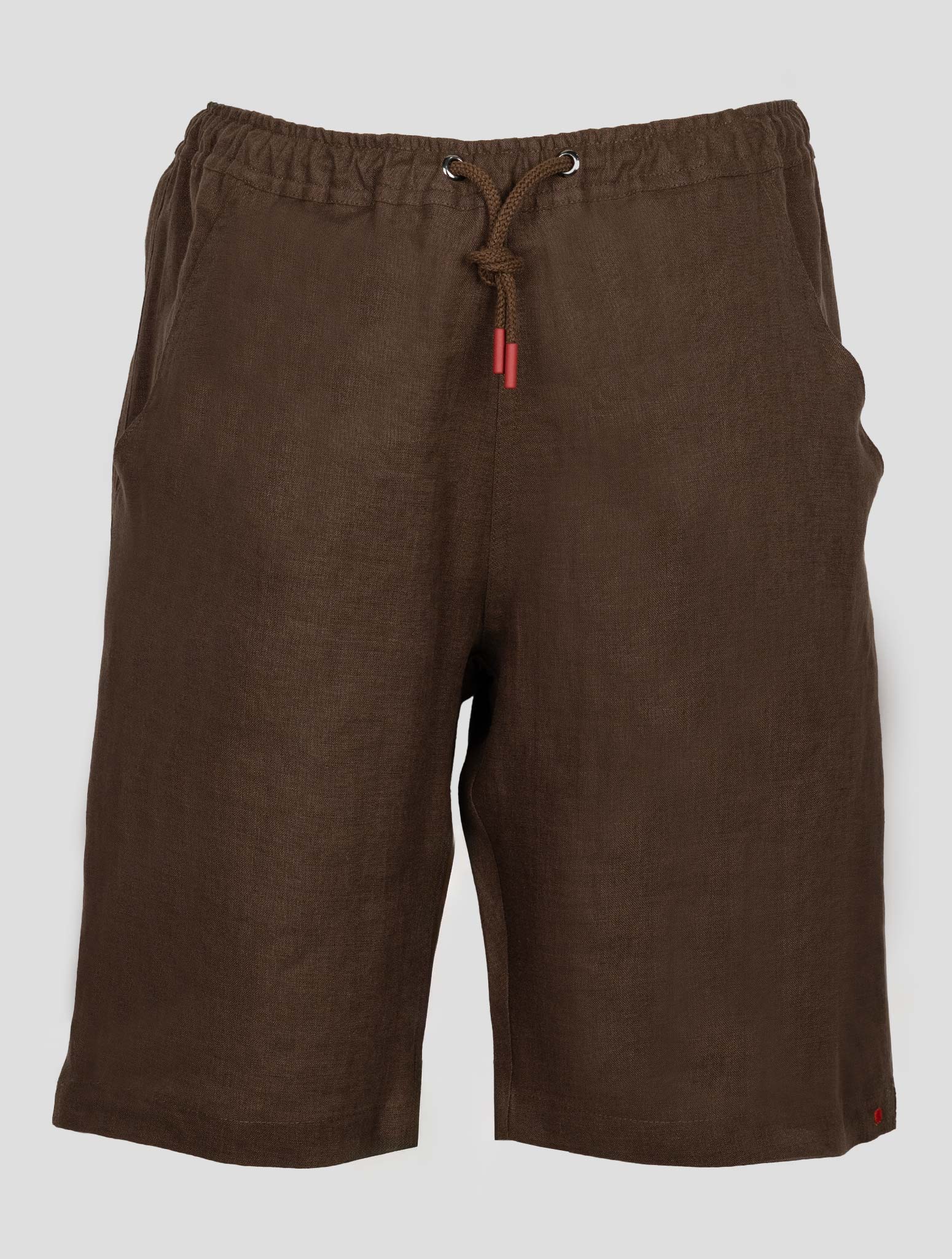 Kiton Коричневые льняные короткие брюки